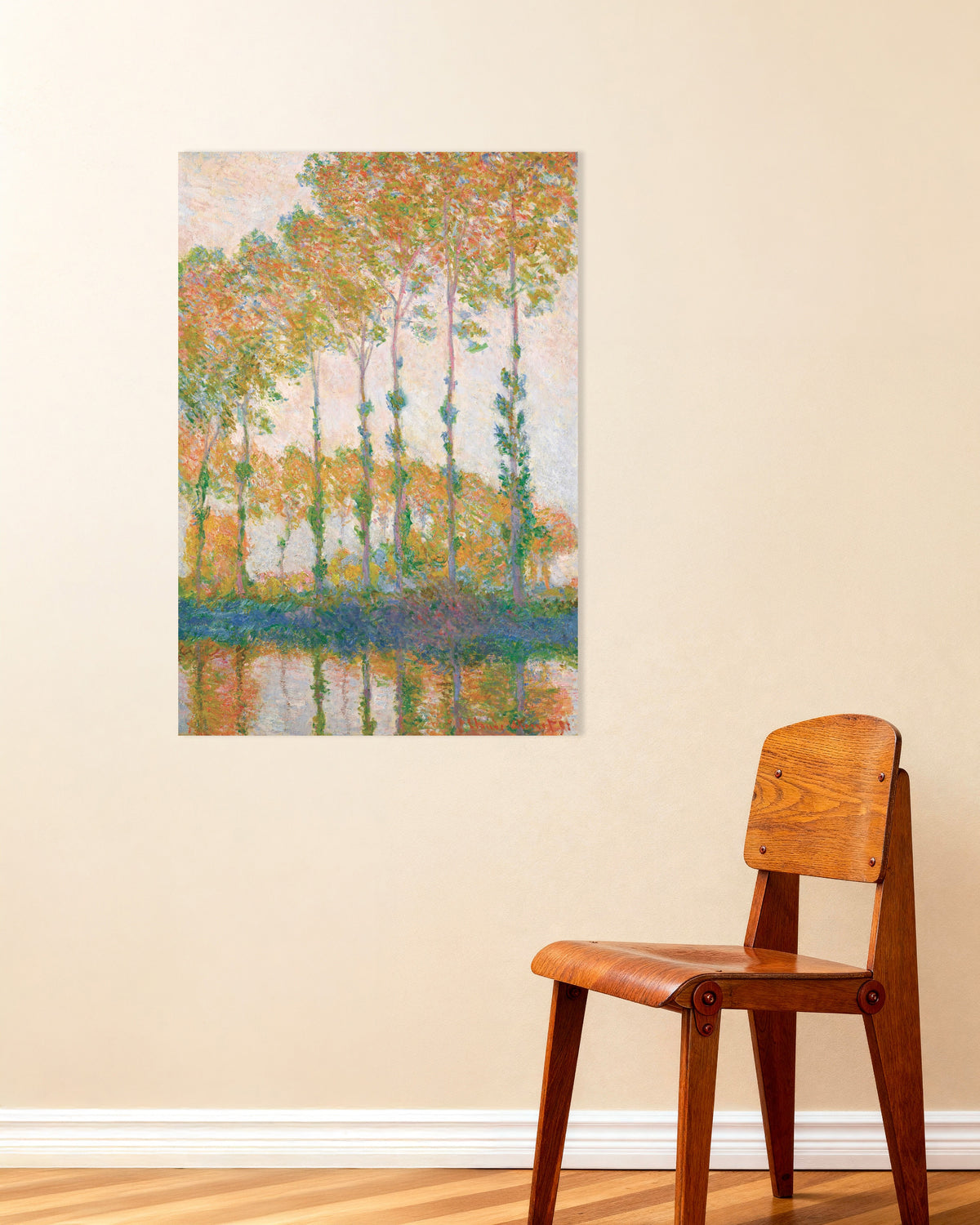 Poster Populieren aan de oever van de Epte, herfst (1891) van Claude Monet