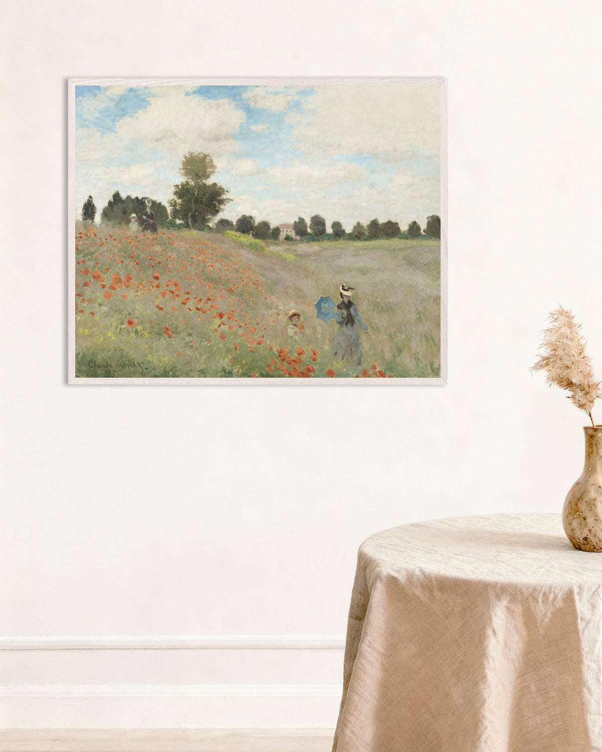Poster Klaprozen (1873) van Claude Monet met witte houten lijst