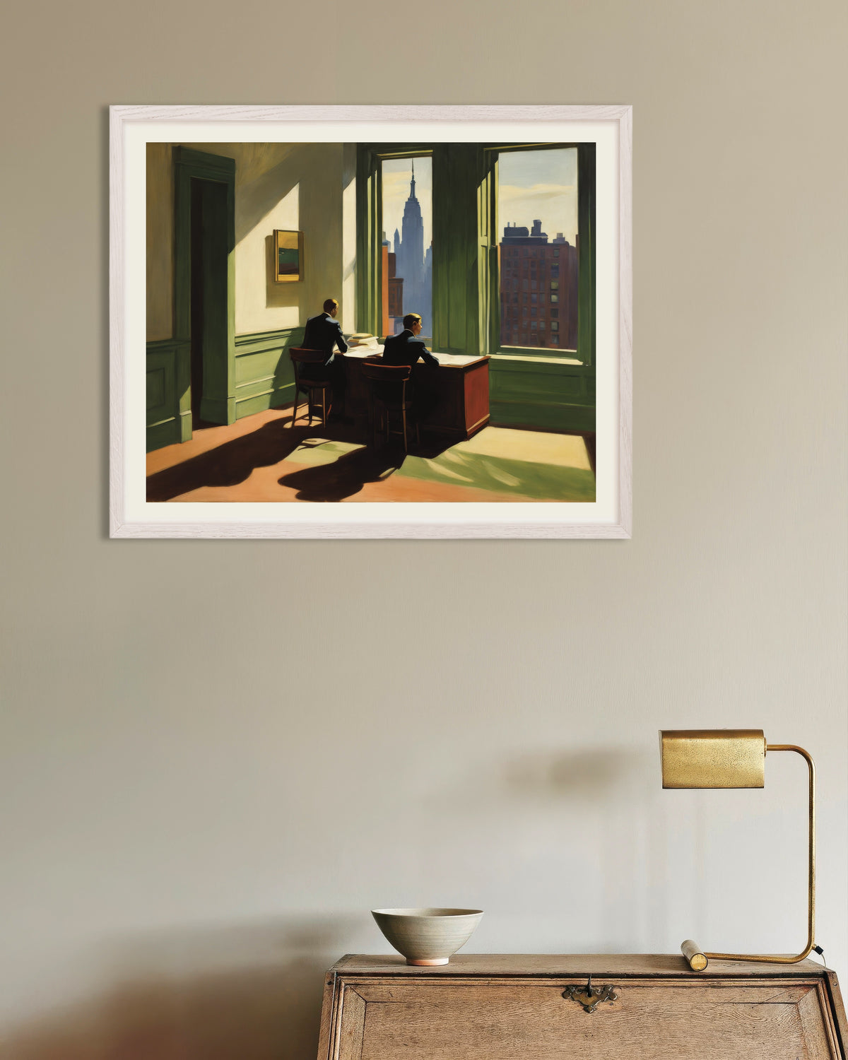 Poster van Realistische Amerikaanse schilderkunst uit de 20e eeuw, met witte houten lijst