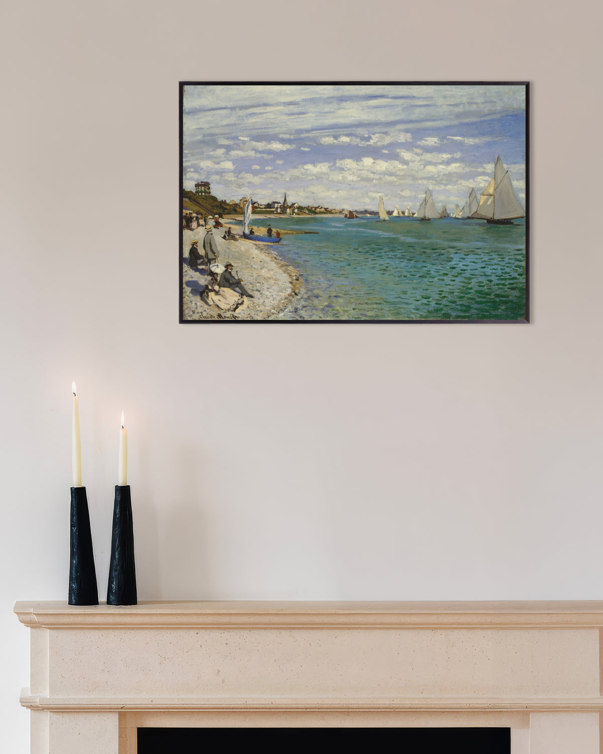 Poster Regatta bij Sainte-Adresse (1867) van Claude Monet met metalen lijst