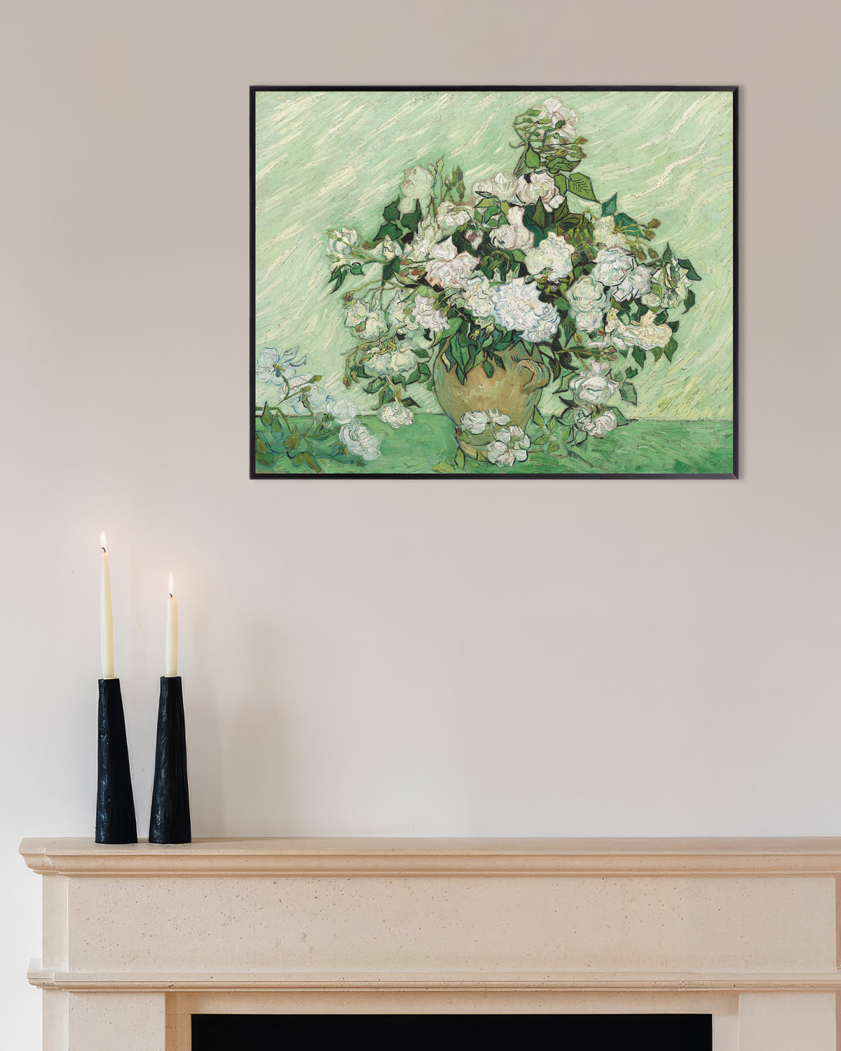 Poster van Roses (1890) van Vincent van Gogh, met metalen lijst