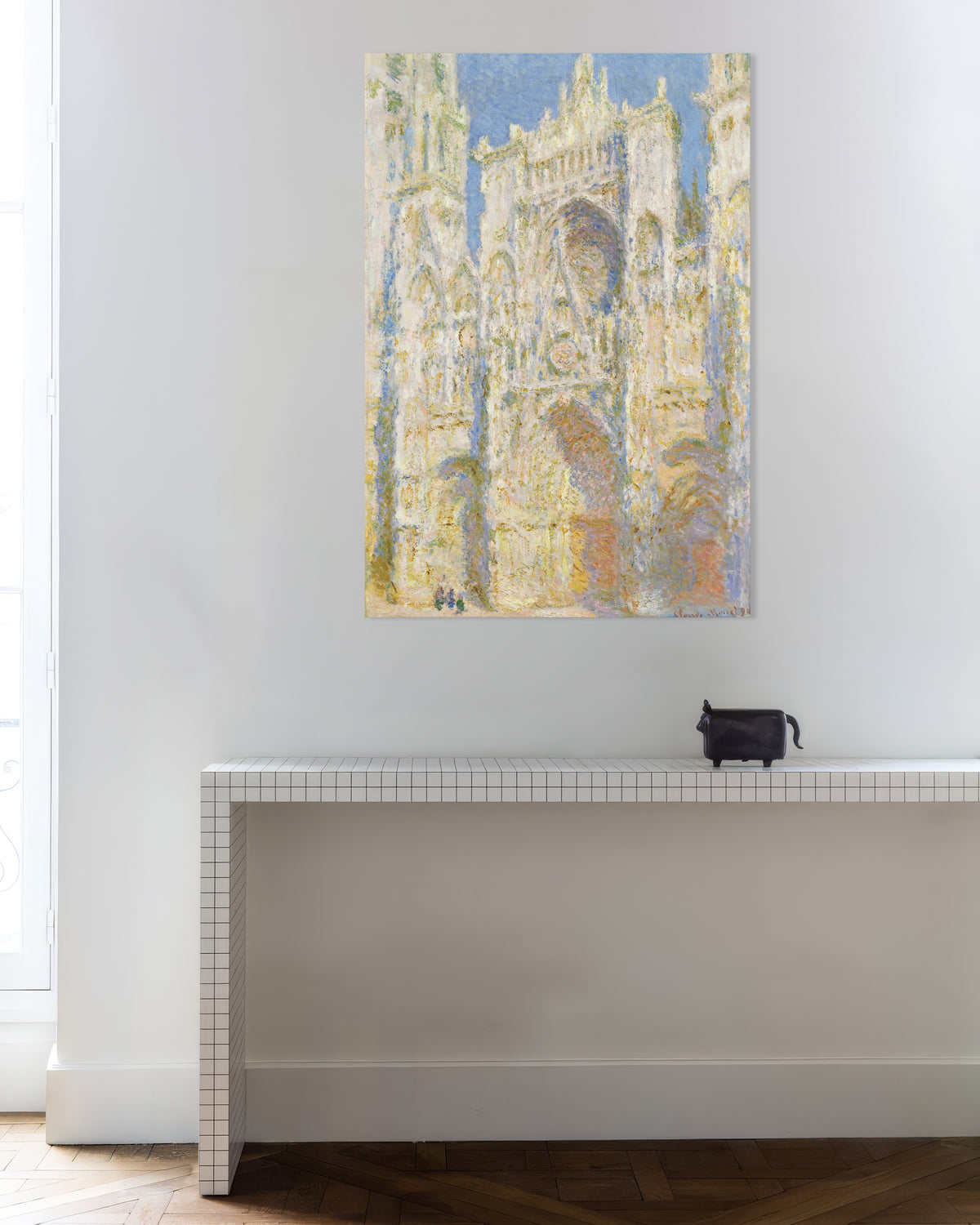 Poster De kathedraal van Rouen, westgevel in de zon (1894) van Claude Monet