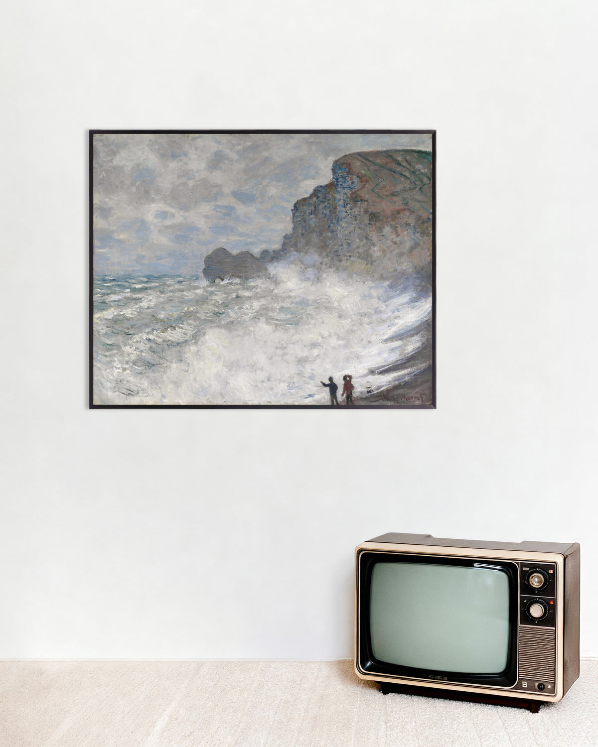 Poster Storm bij Étretat (1883) van Claude Monet met metalen lijst