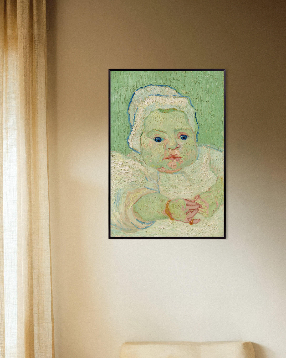 Poster van Baby Roulin (1888) van Vincent van Gogh, met metalen lijst