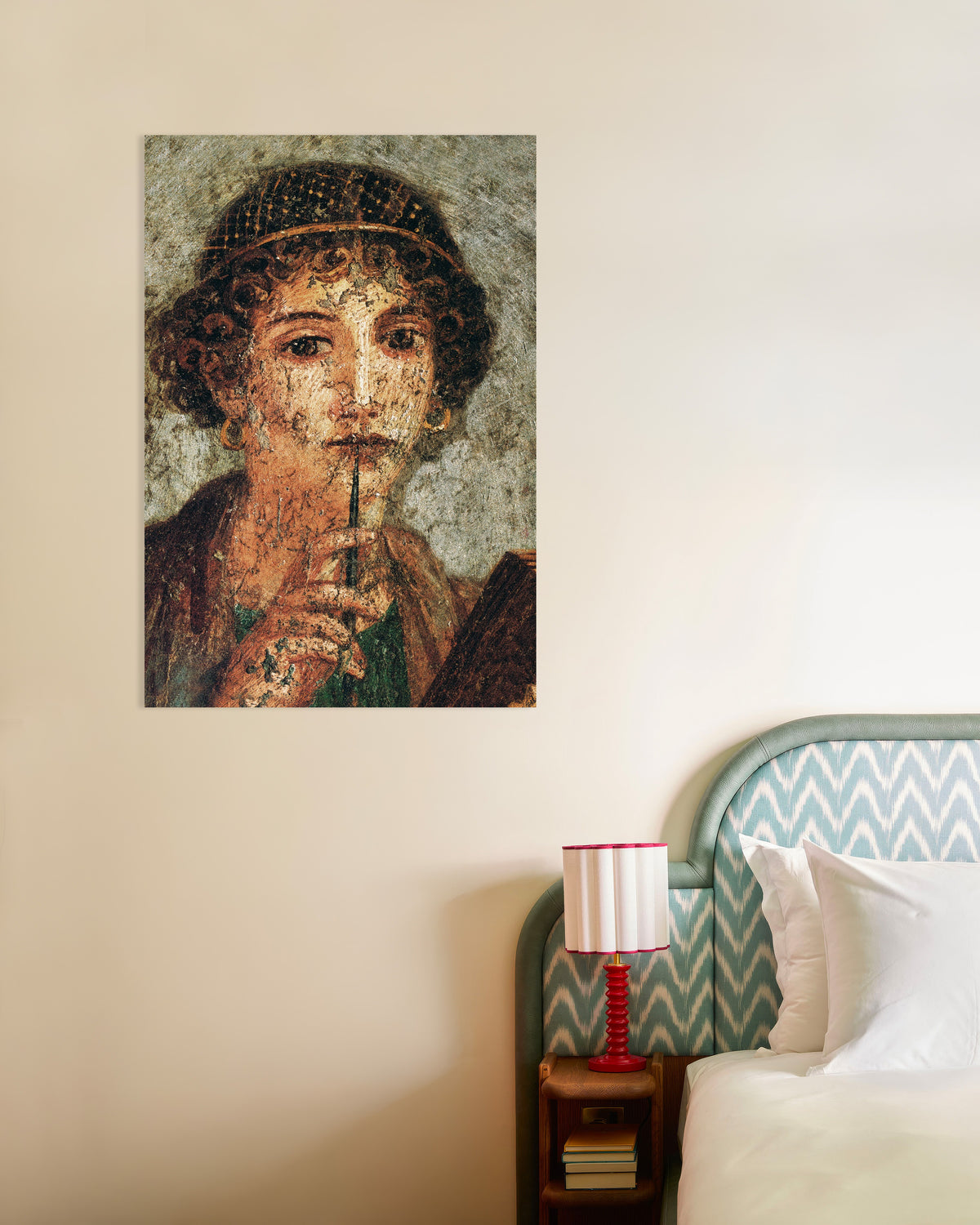 Poster met detail van een fresco van Sappho