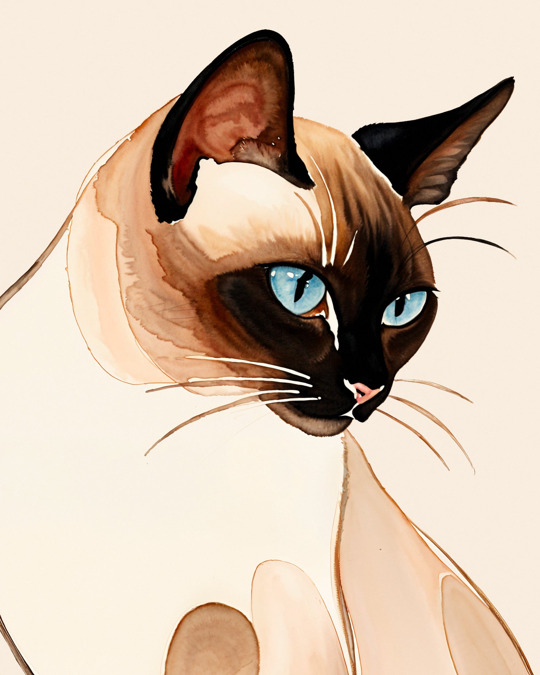 Siamese kat met opaalogen - Poster
