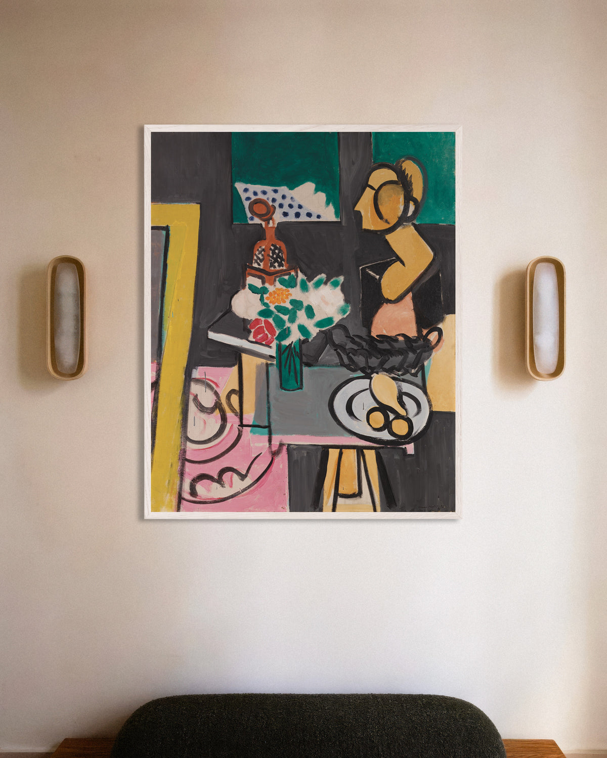 Poster van Stilleven met kalebassen (1916) van Henri Matisse, met witte houten lijst