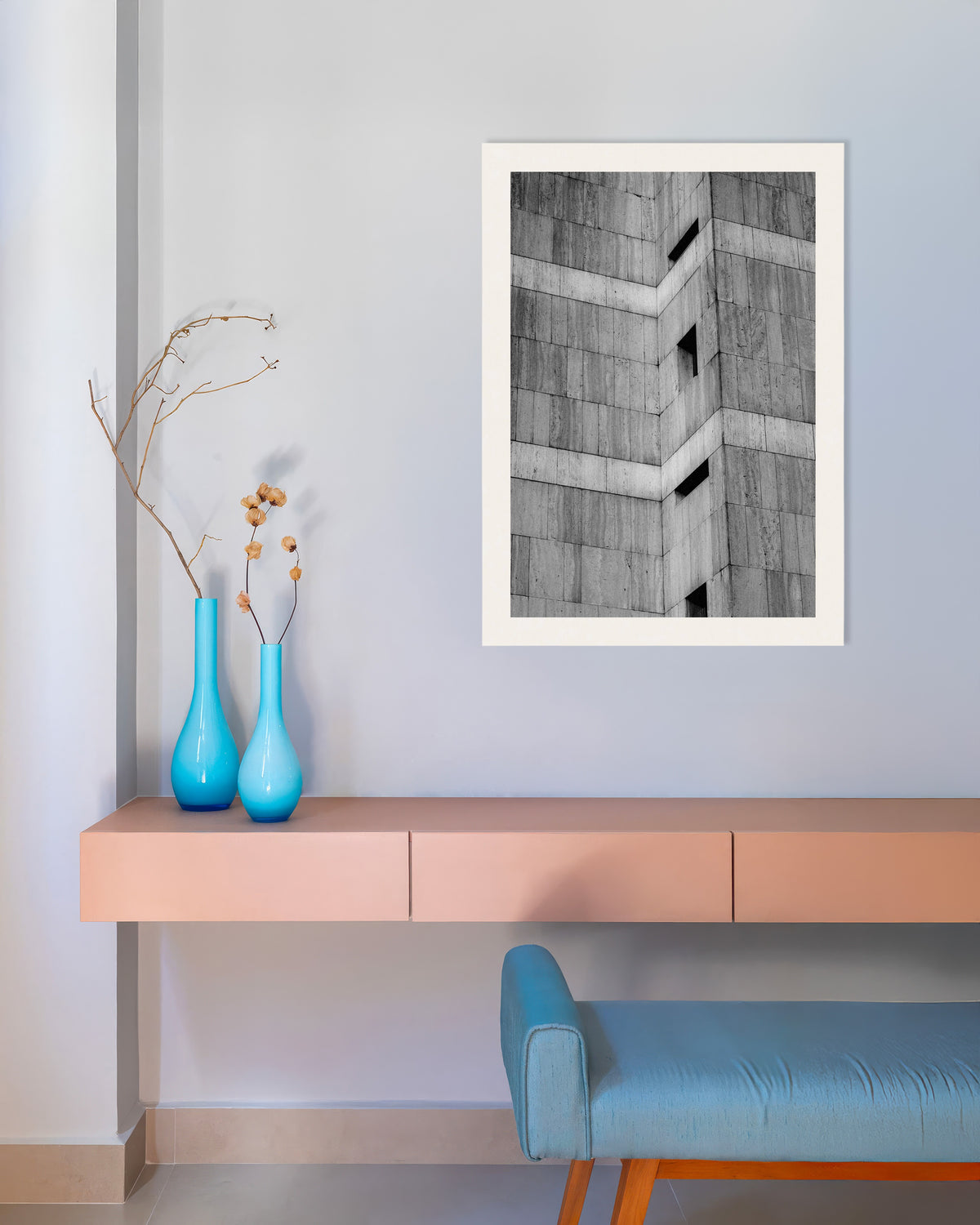 Poster ‘Met steen beklede hoek met smalle ramen’