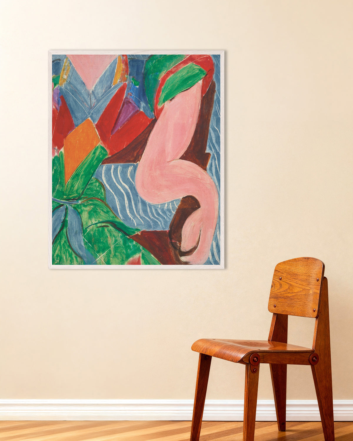 Poster van De arm (1938) van Henri Matisse, met witte houten lijst