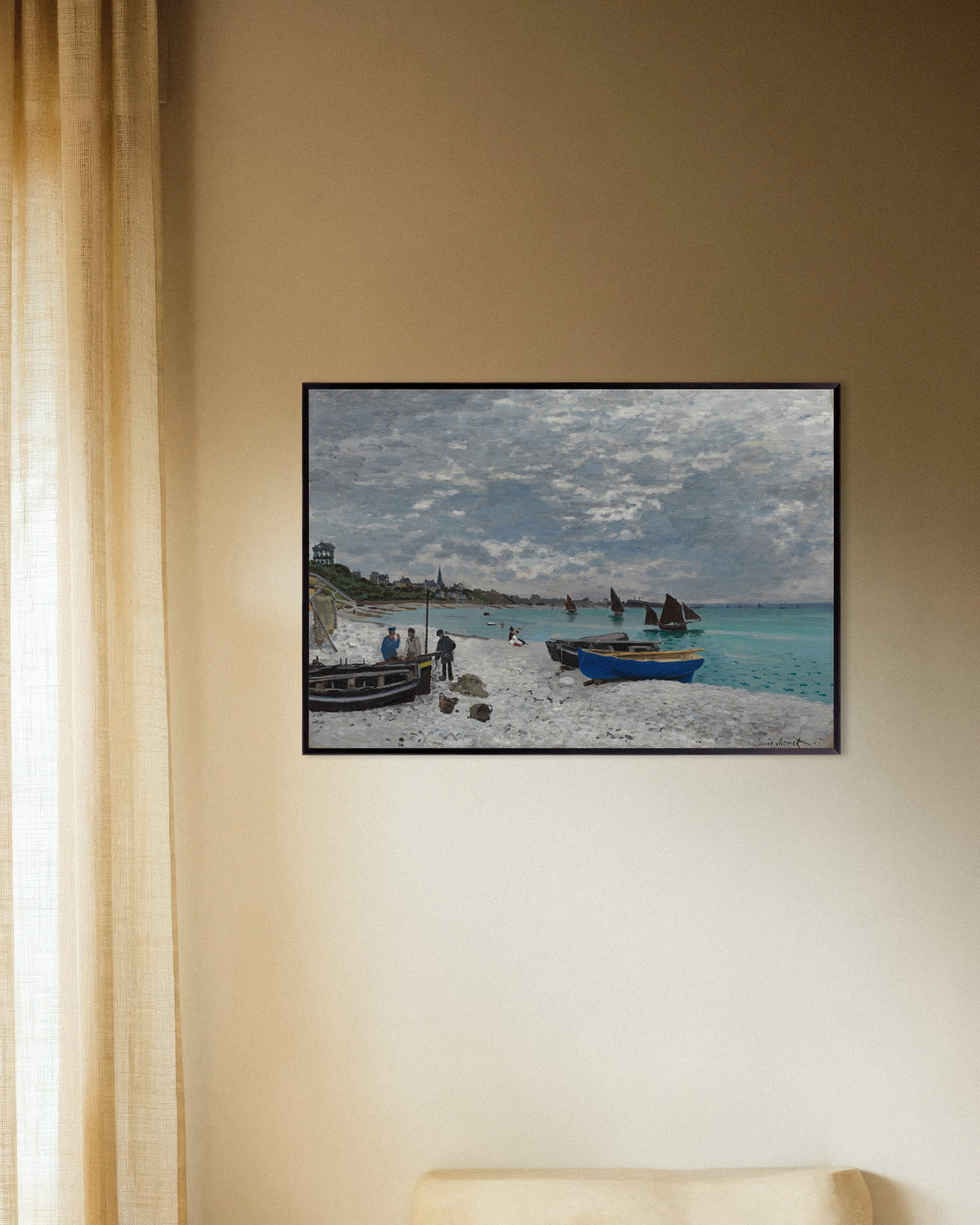 Poster Het strand van Sainte-Adresse (1867) van Claude Monet met metalen lijst