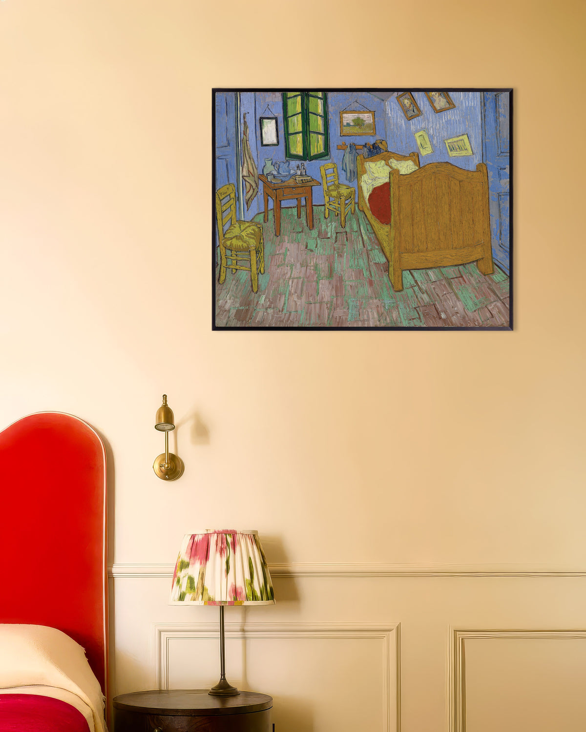 Poster van De slaapkamer, versie van Saint-Rémy (1889) van Vincent van Gogh, met metalen lijst