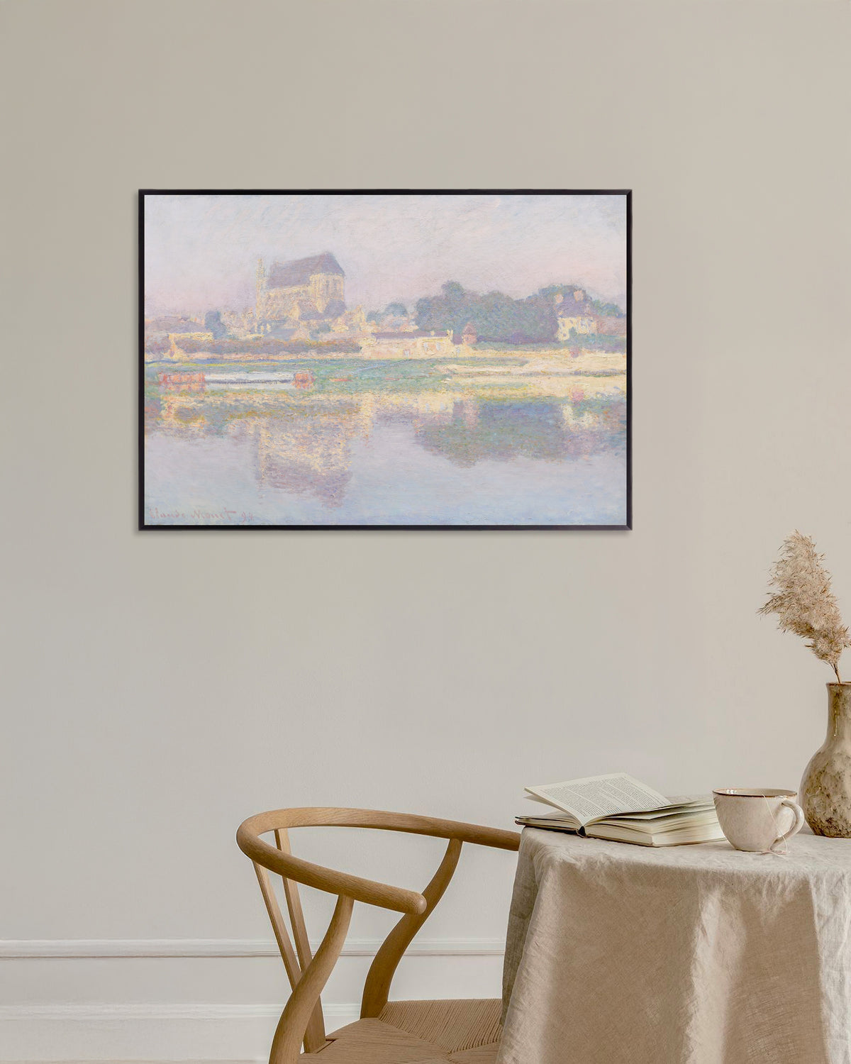 Poster De kerk van Vernon, zon (1894) van Claude Monet met metalen lijst