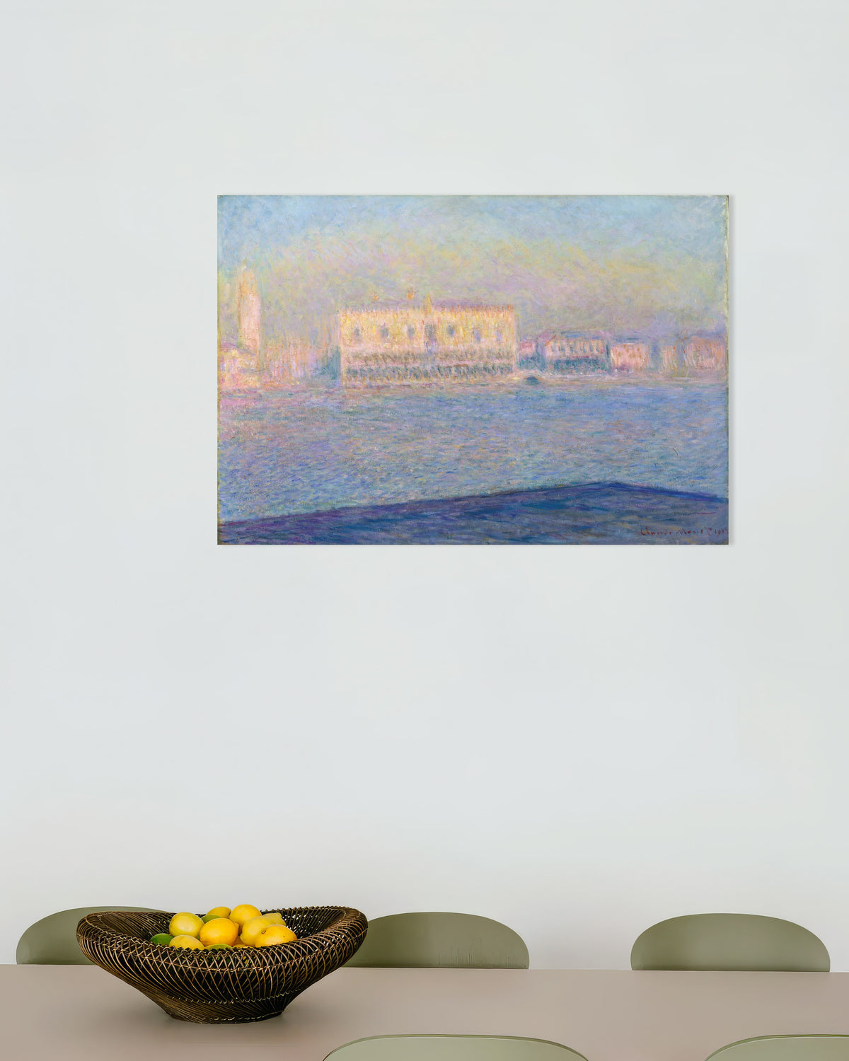 Poster Het Dogenpaleis gezien vanaf San Giorgio Maggiore (1908) van Claude Monet