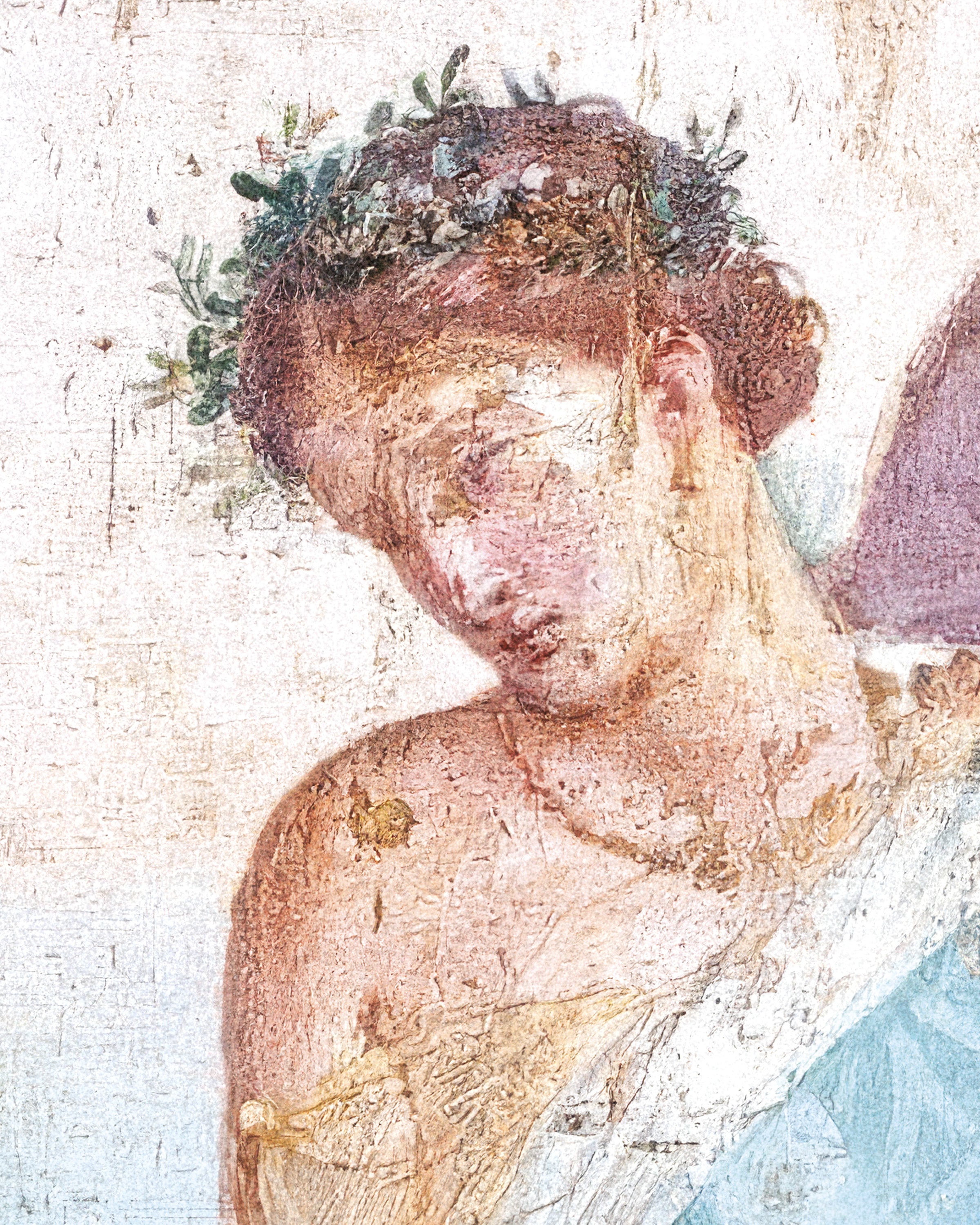 Detail van fresco De val van Icarus poster