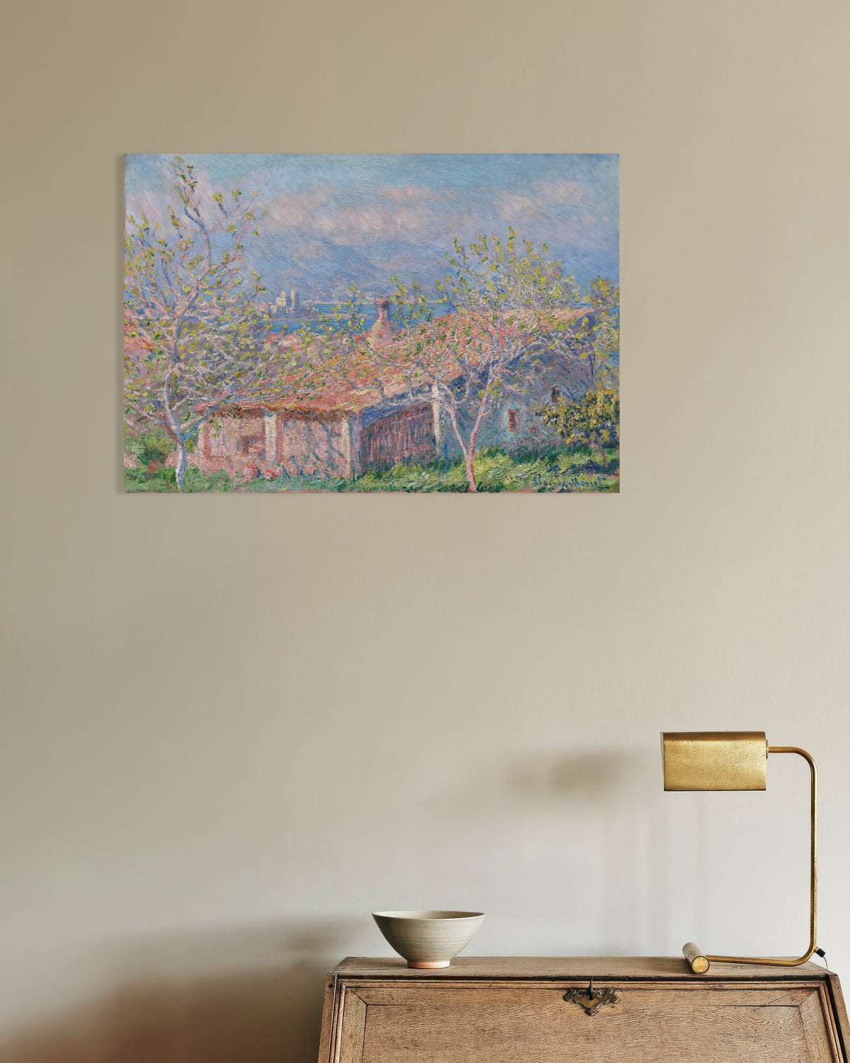 Poster Het huis van de tuinman in Antibes (1888) van Claude Monet