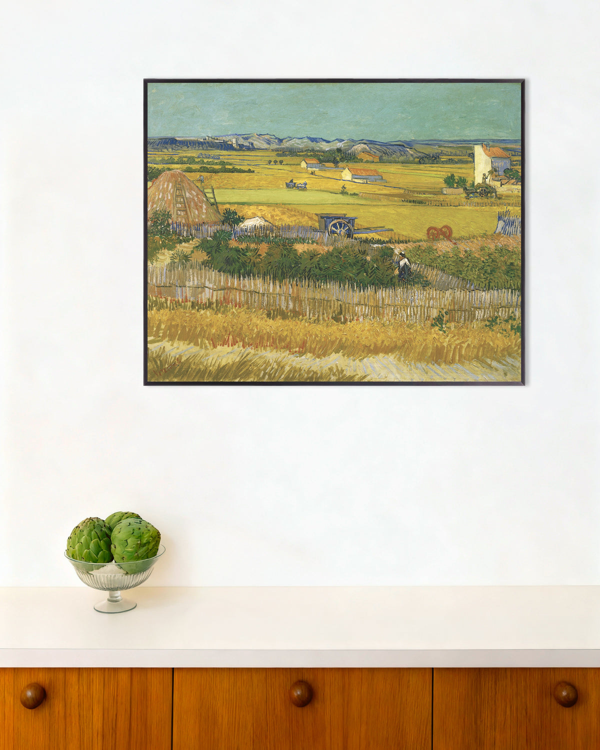 Poster van De oogst (1888) van Vincent van Gogh, met metalen lijst