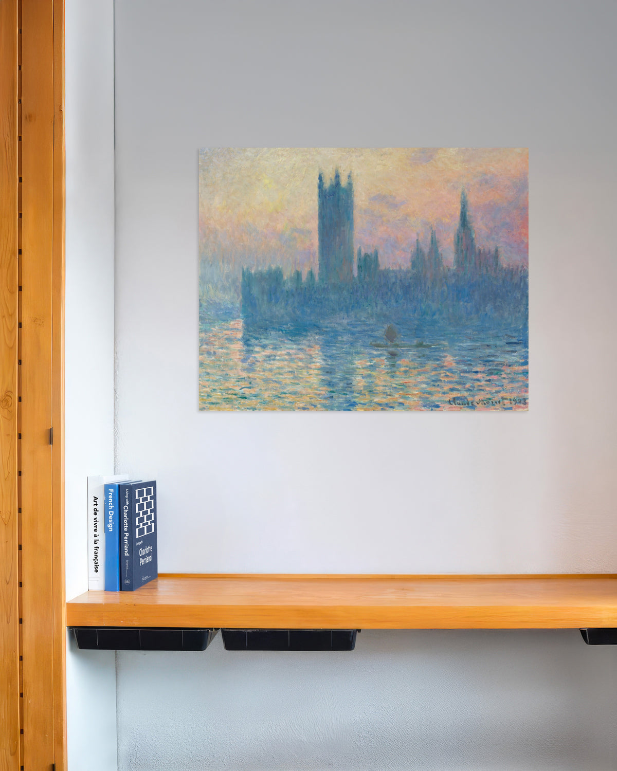 Poster Het parlement bij zonsondergang (1903) van Claude Monet