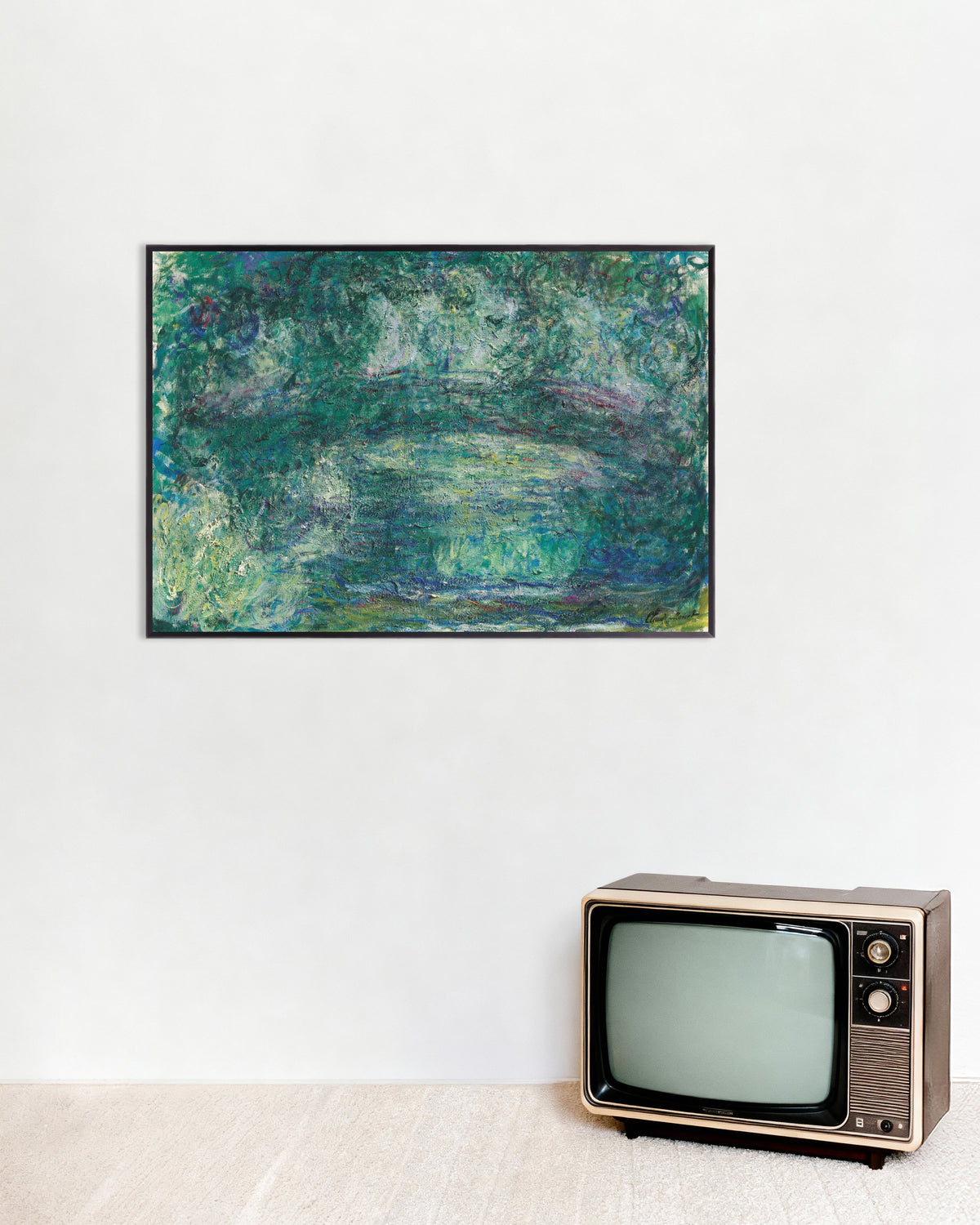 Poster De Japanse brug (1918–1924) van Claude Monet met metalen lijst
