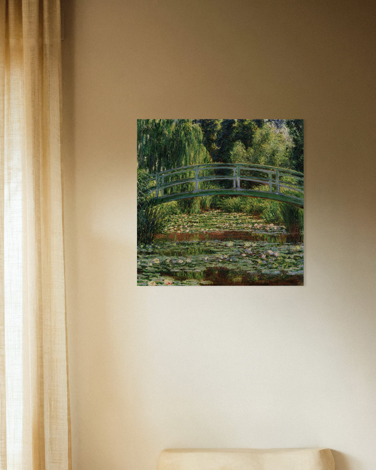 Poster De Japanse brug en de waterlelievijver, Giverny (1899) van Claude Monet