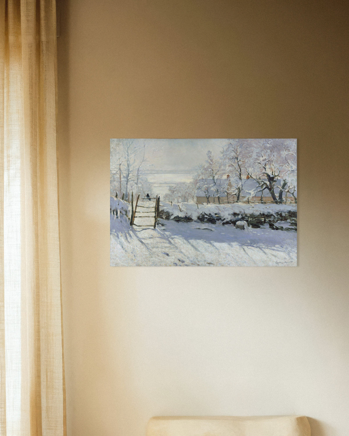 Poster De ekster (1868–1869) van Claude Monet