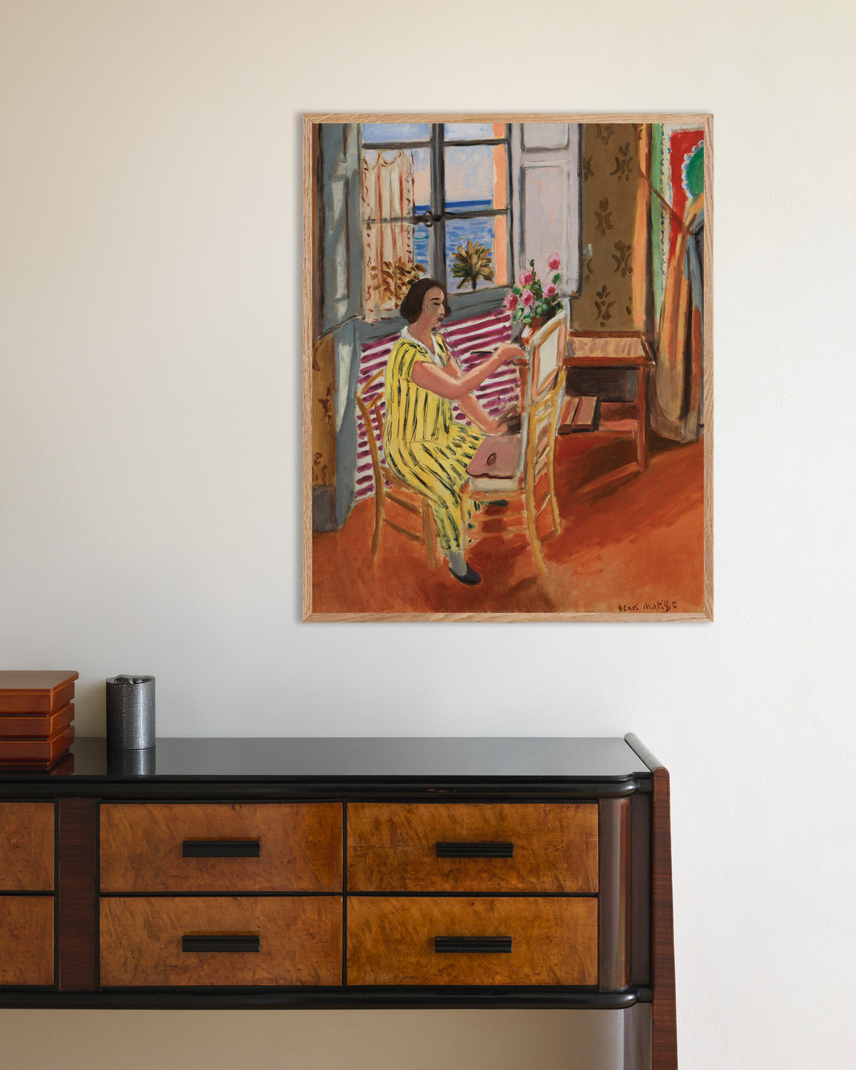Poster van De ochtendsessie (1924) van Henri Matisse, met naturel houten lijst