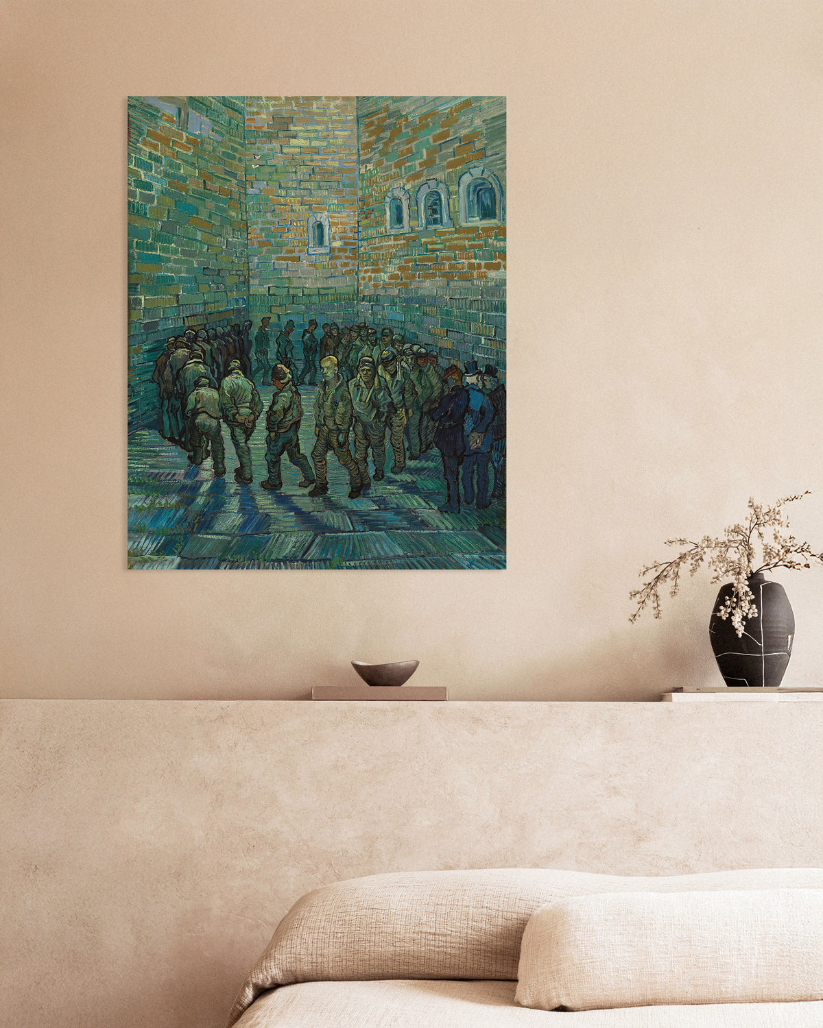 Poster van De gevangeniskoer, naar Doré (1890), van Vincent van Gogh