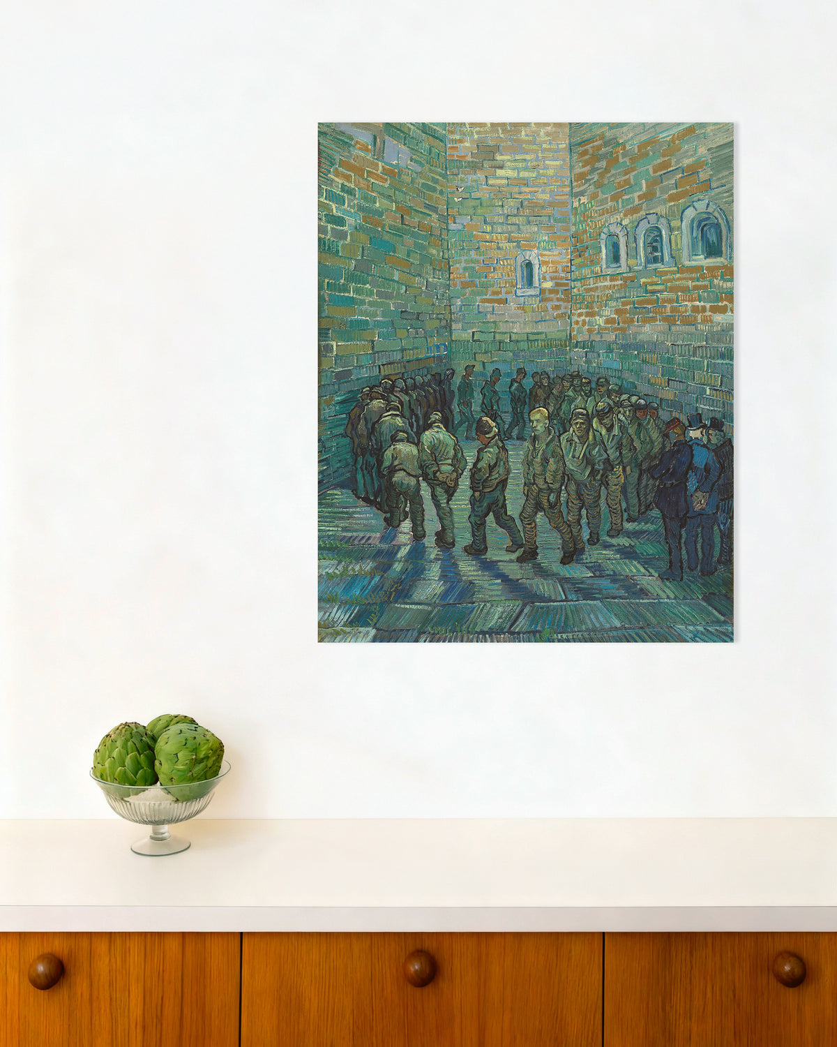 Poster van De gevangeniskoer, naar Doré (1890) van Vincent van Gogh