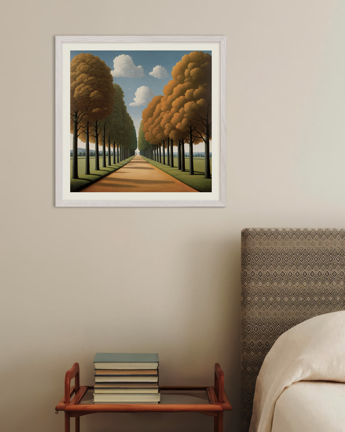 Poster De weg naar de eeuwigheid in een lijst van wit eikenhout