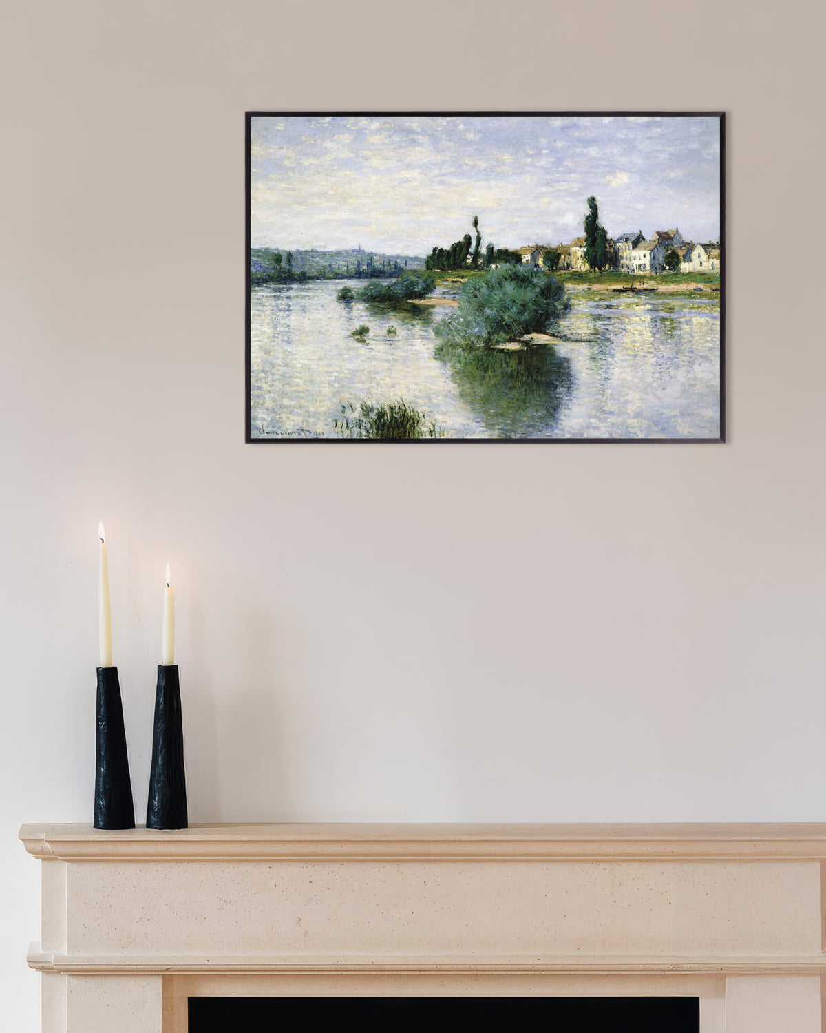 Poster De Seine bij Lavacourt (1880) van Claude Monet met metalen lijst