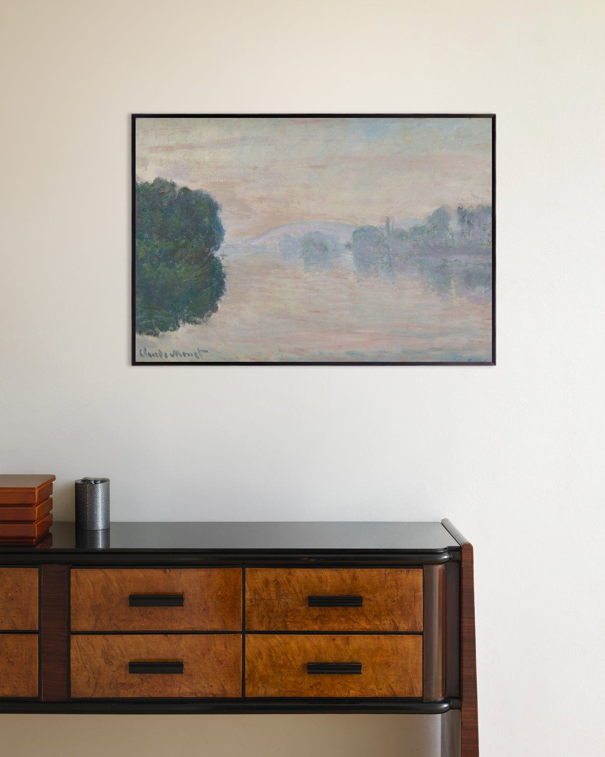 Poster De Seine in de mist (1894) van Claude Monet met metalen lijst