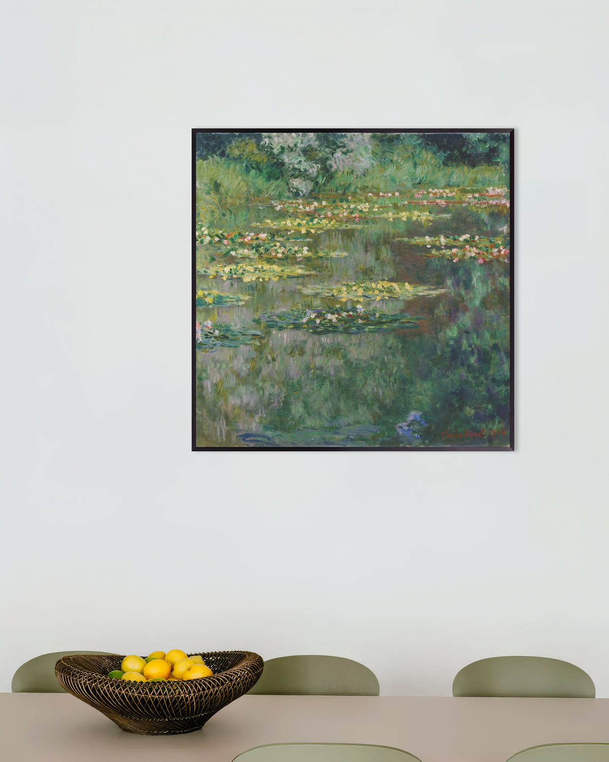 Poster De waterlelievijver (1904) van Claude Monet met metalen lijst
