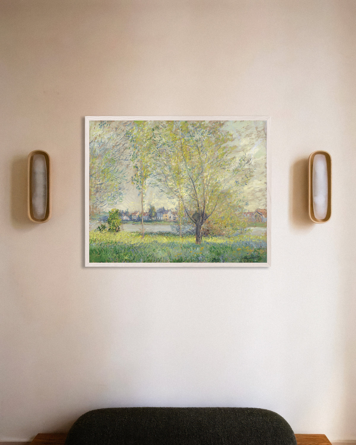 Poster De wilgen (1880) van Claude Monet met witte houten lijst