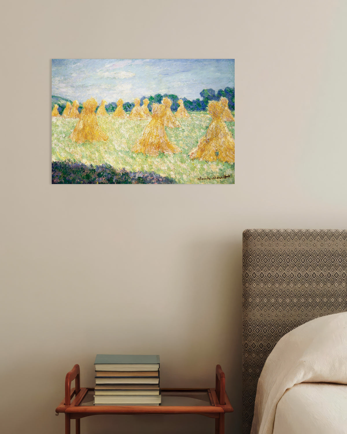 Poster De jongedames van Giverny, zoneffect (1894) van Claude Monet