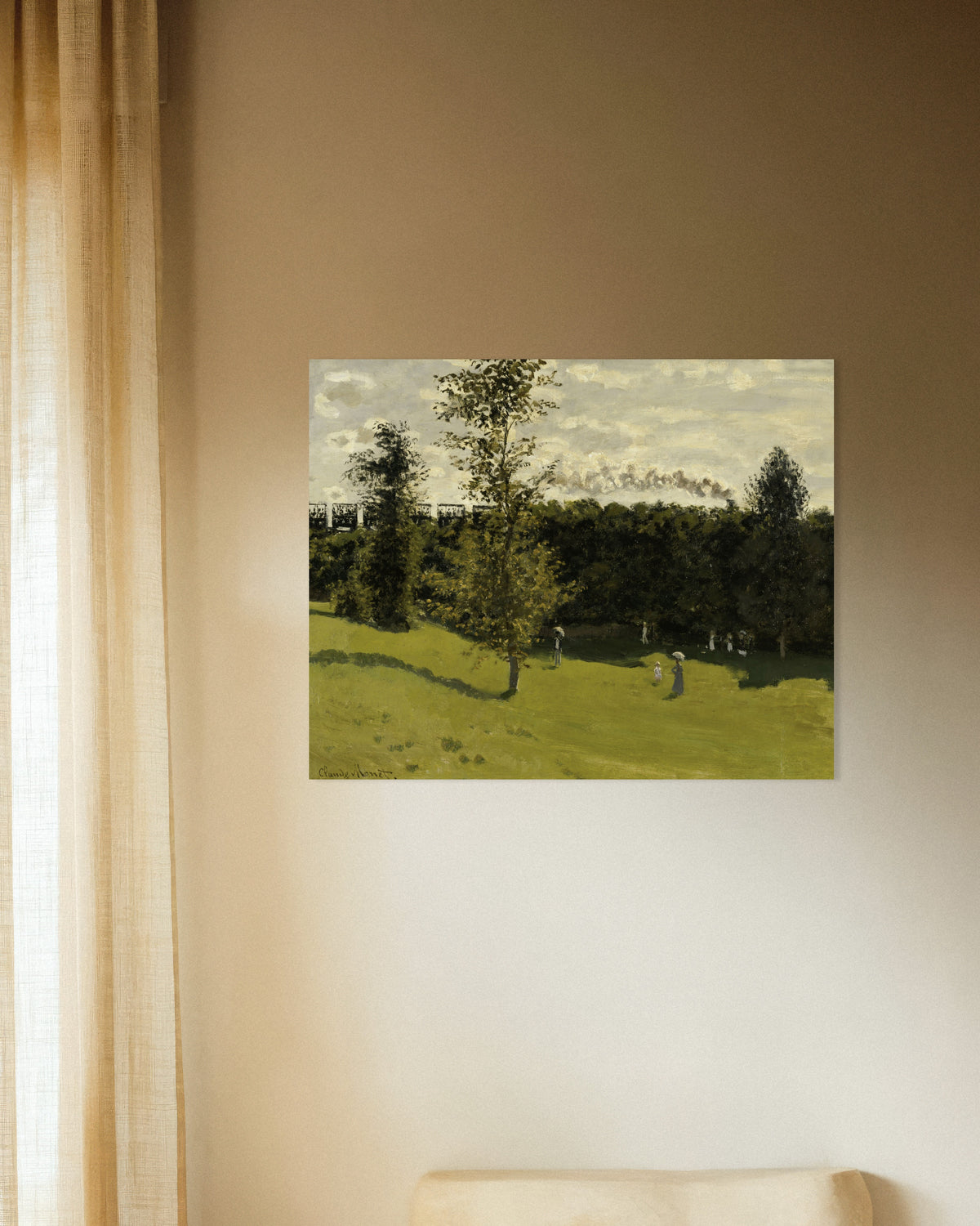 Poster Trein op het platteland (ca. 1870) van Claude Monet