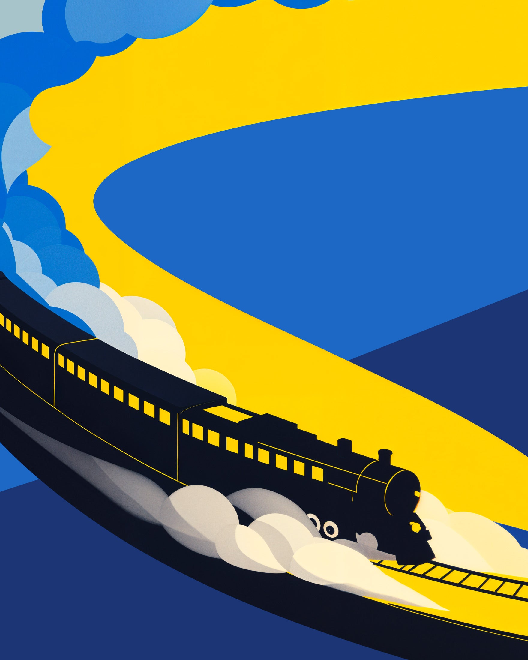 Poster van een trein, grafisch ontwerp