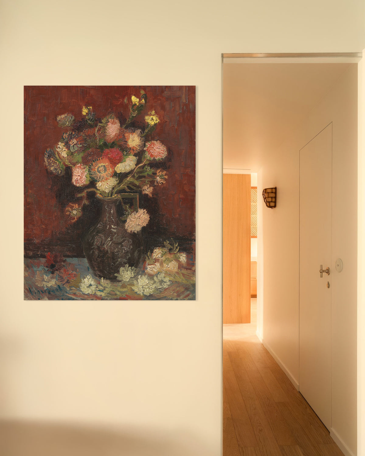 Poster van Vaas met Chinese asters en gladiolen (1886) van Vincent van Gogh