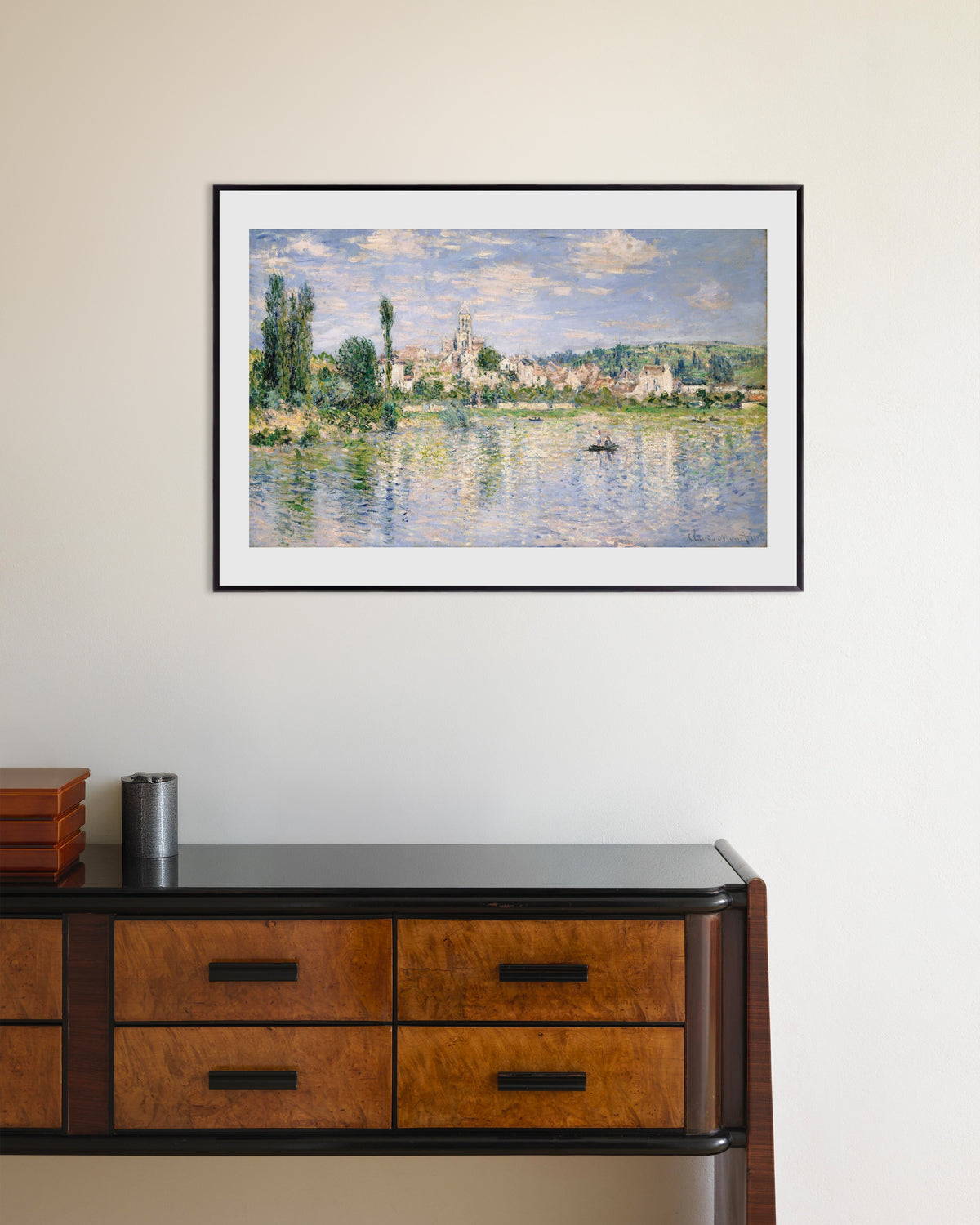 Poster Vétheuil in de zomer (1880) van Claude Monet met metalen lijst