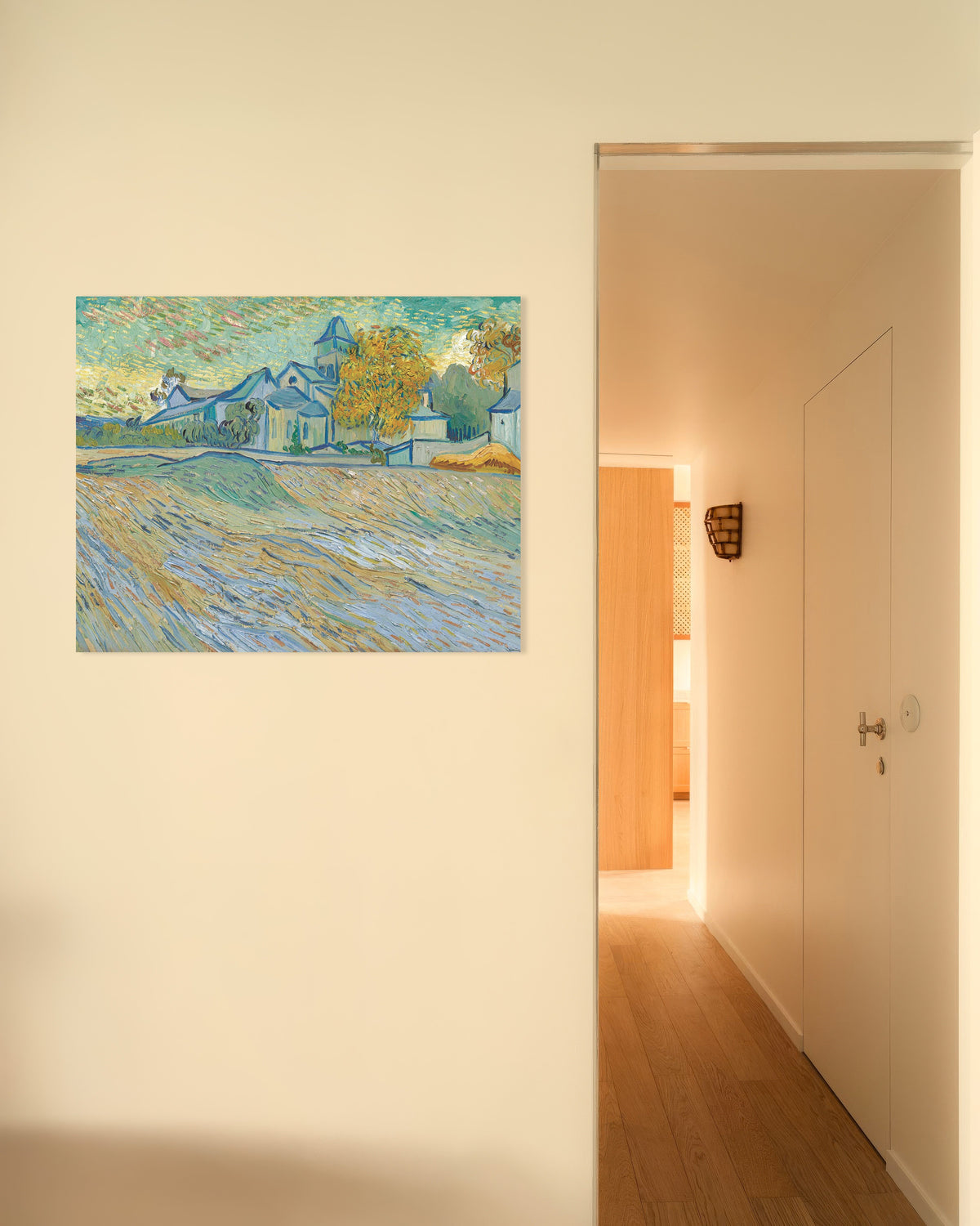 Poster van Uitzicht op het gesticht en de kapel in Saint-Rémy (1889) van Vincent van Gogh