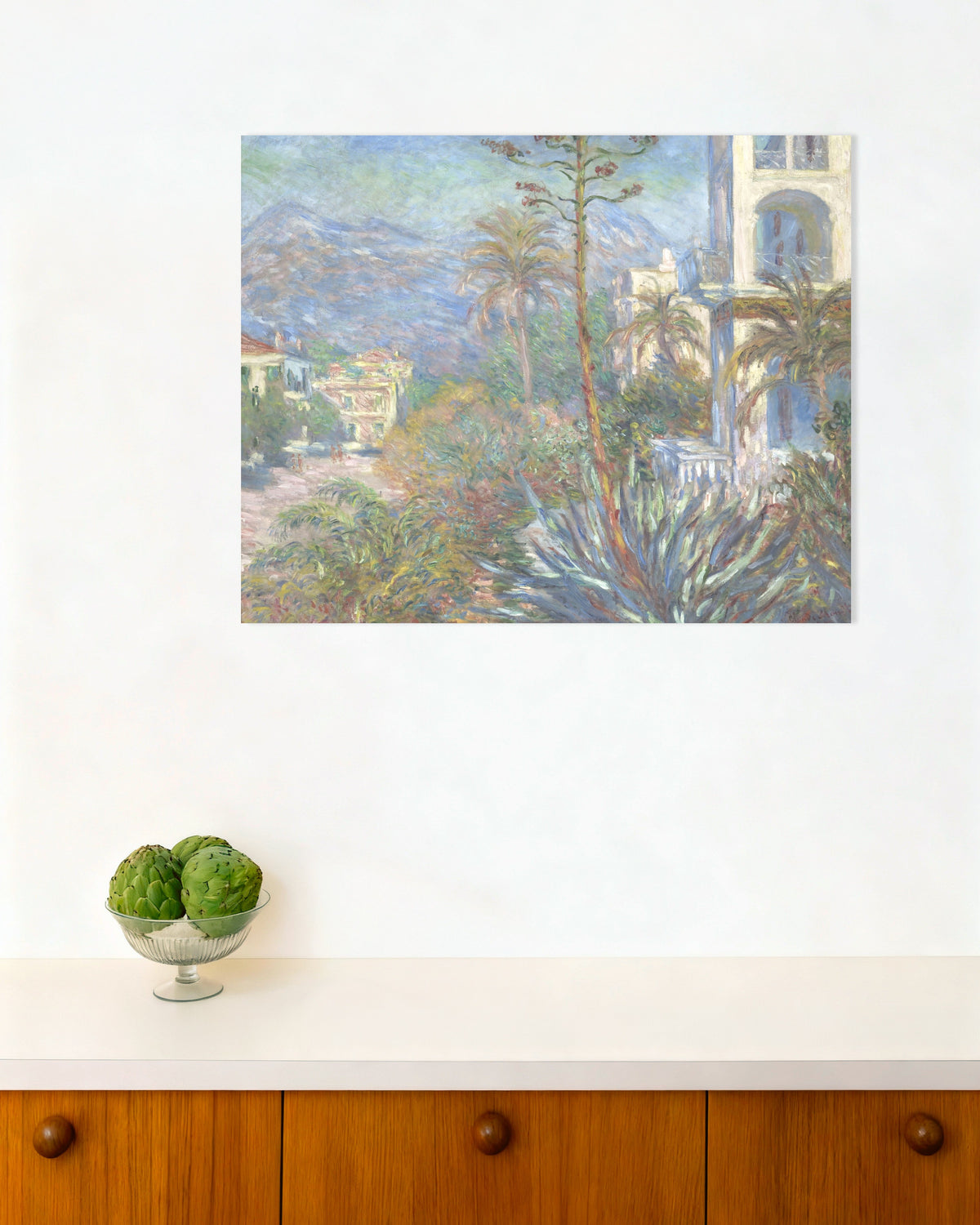 Poster Villa's in Bordighera (1884) van Claude Monet