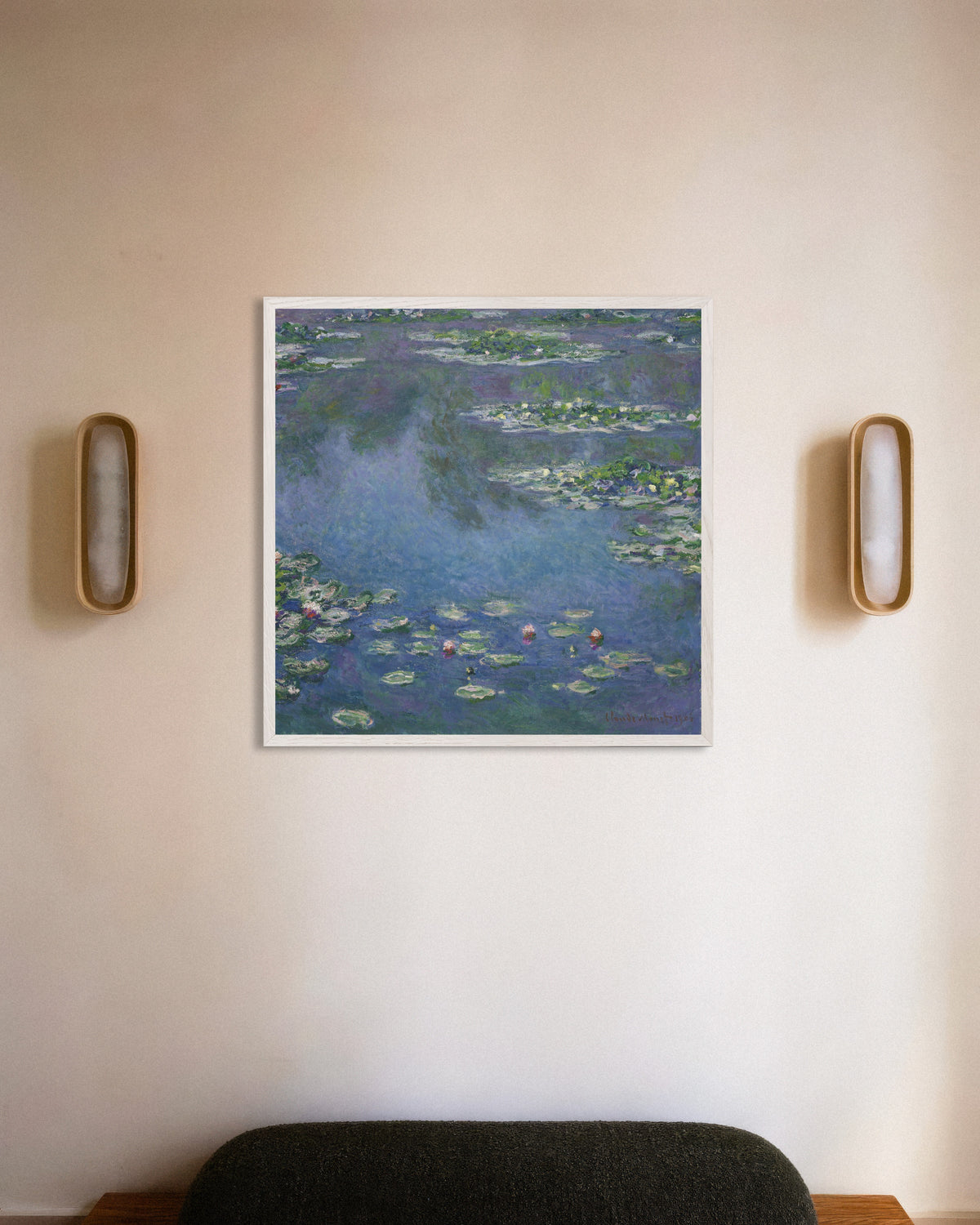 Poster Waterlelies (1906) van Claude Monet met witte houten lijst