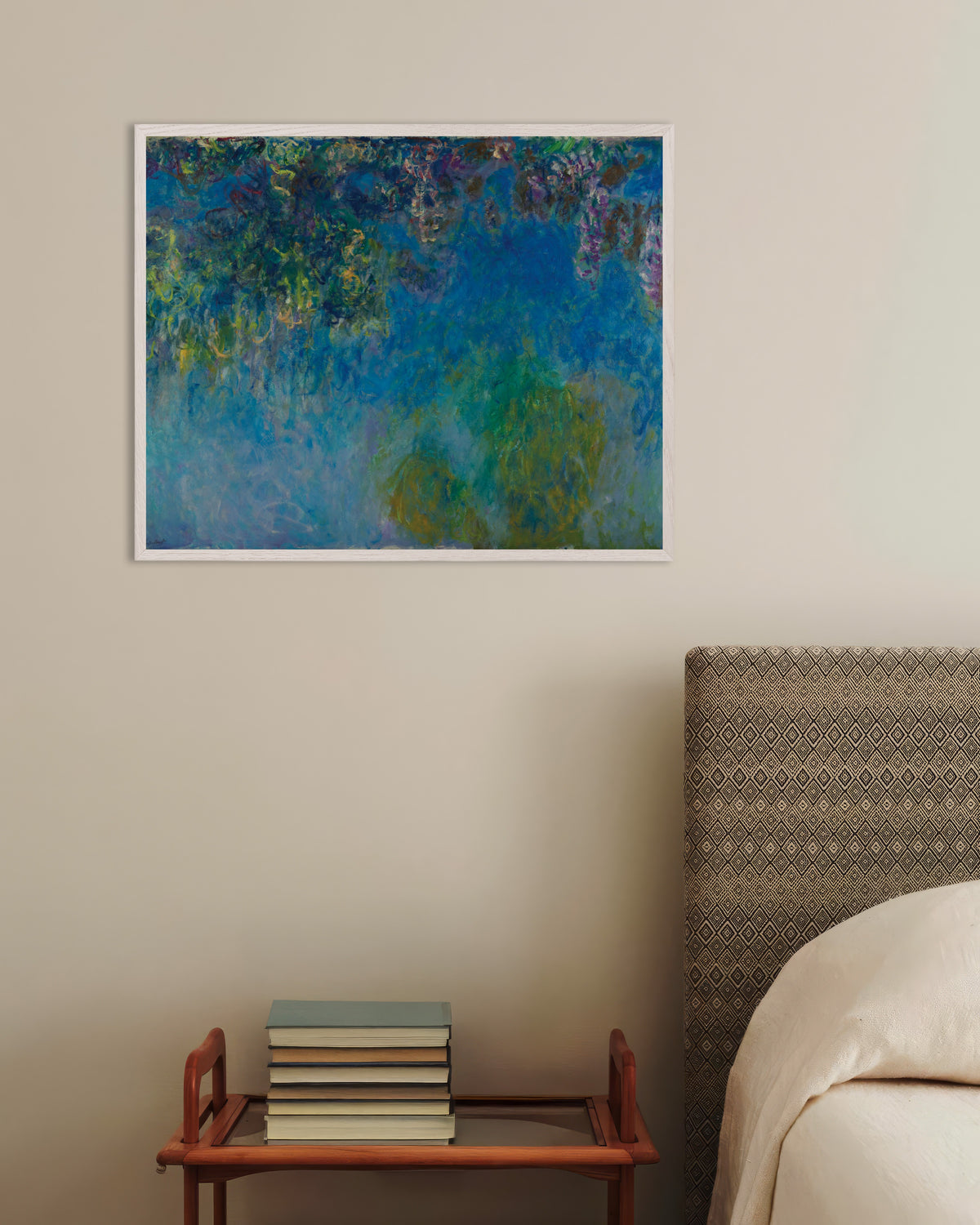 Poster Blauweregen (ca. 1925) van Claude Monet met witte houten lijst