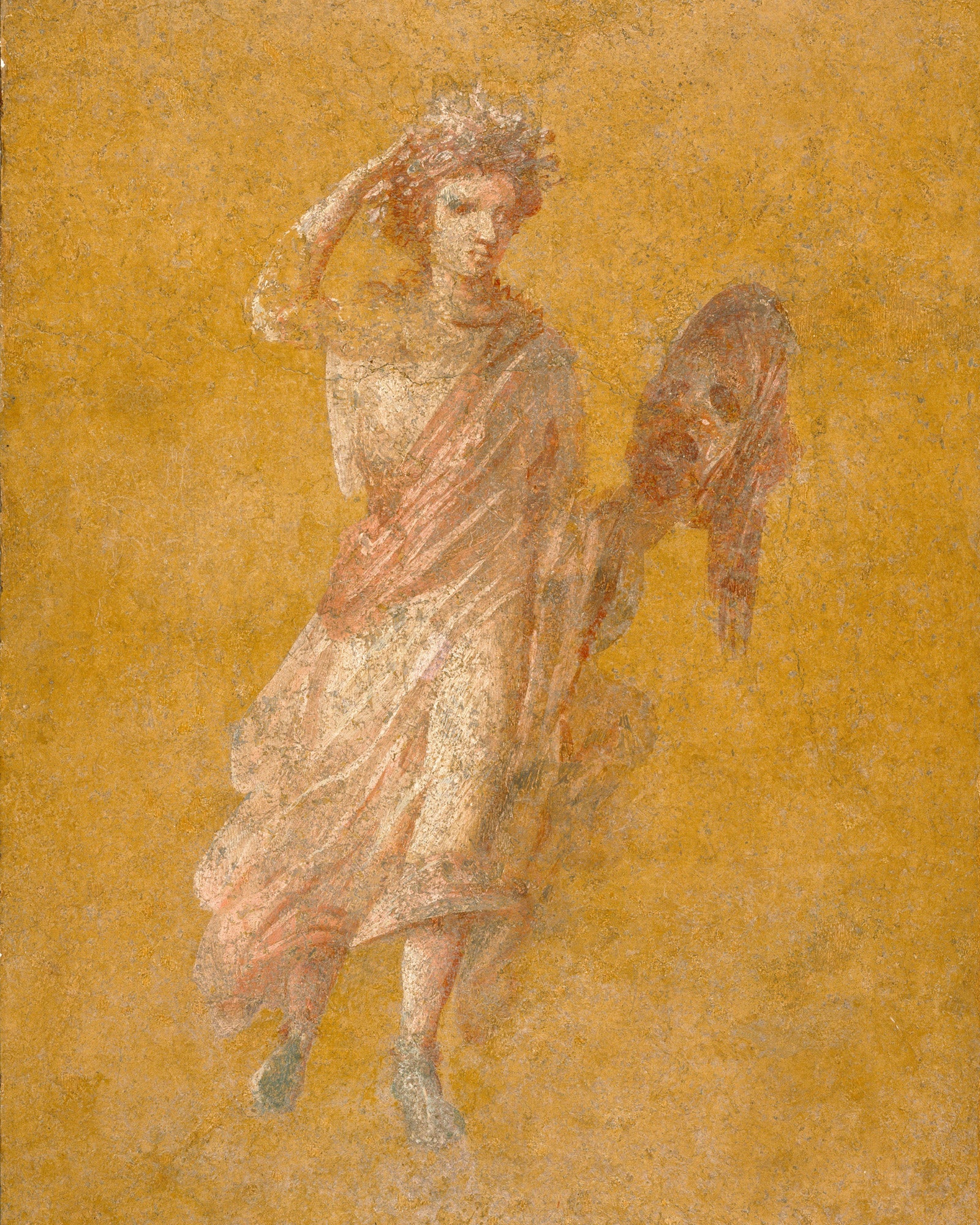 Roman fresco print, yellow tones