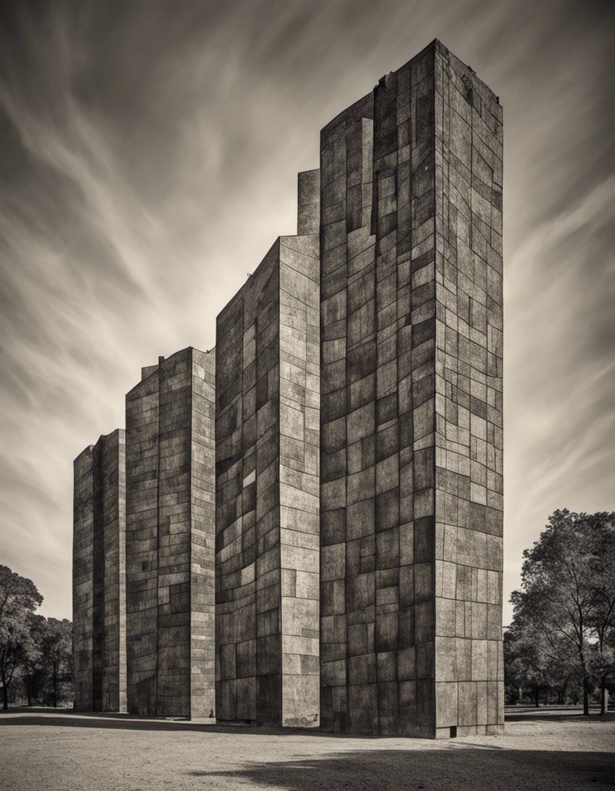 Abstracte composities met fantasierijke vormen, brutalistische gebouwen - Poster