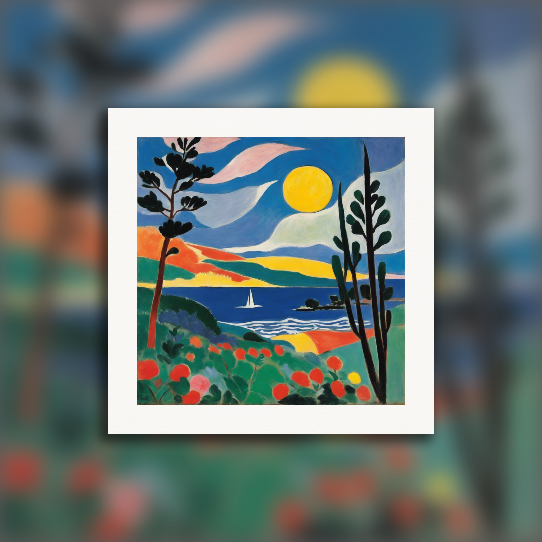 Expressieve en abstracte vormen, decoratieve gevoeligheid, Maan - Poster