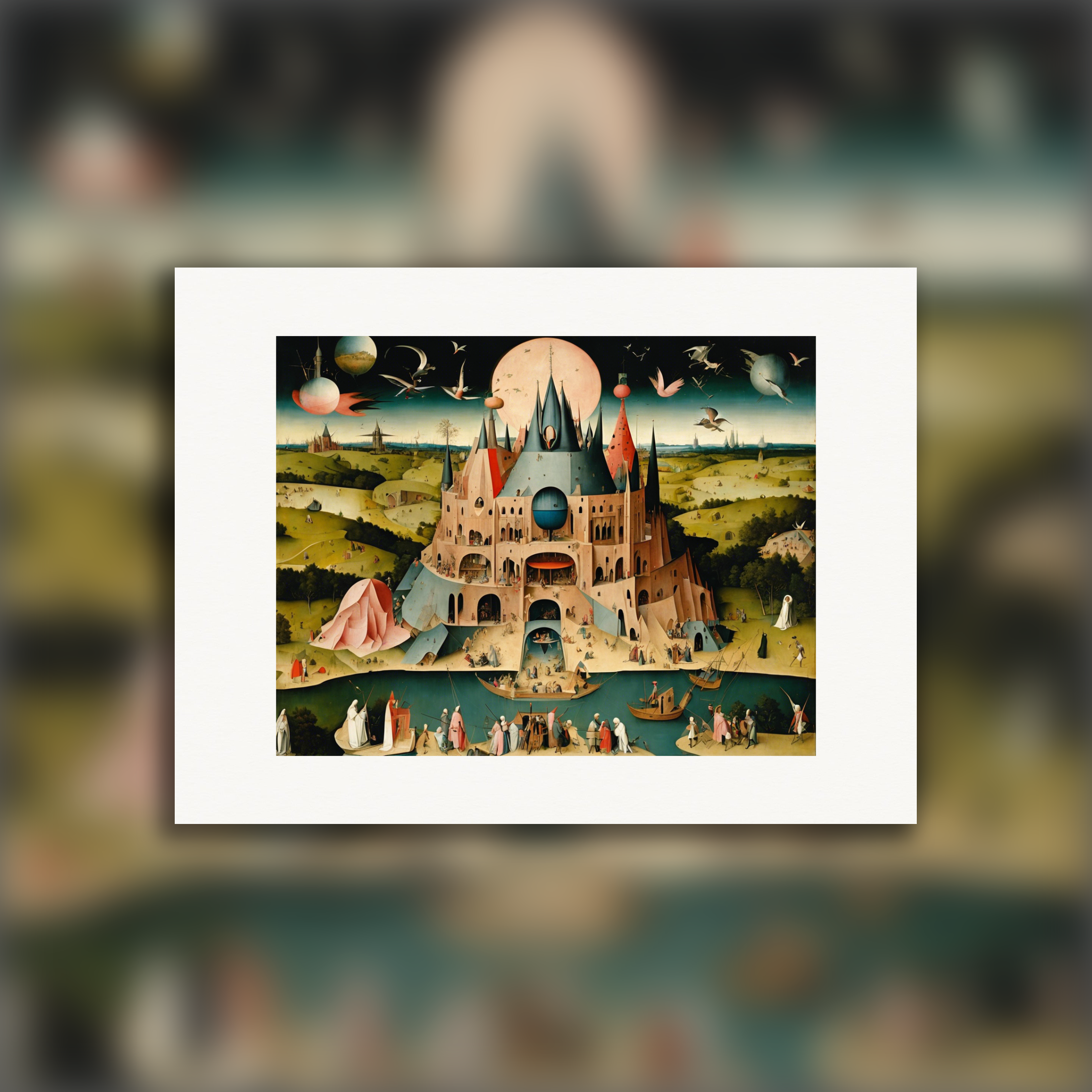 Moral allegorieën en chaotische visies op hemel en hel, brutalistische architectuur - Poster