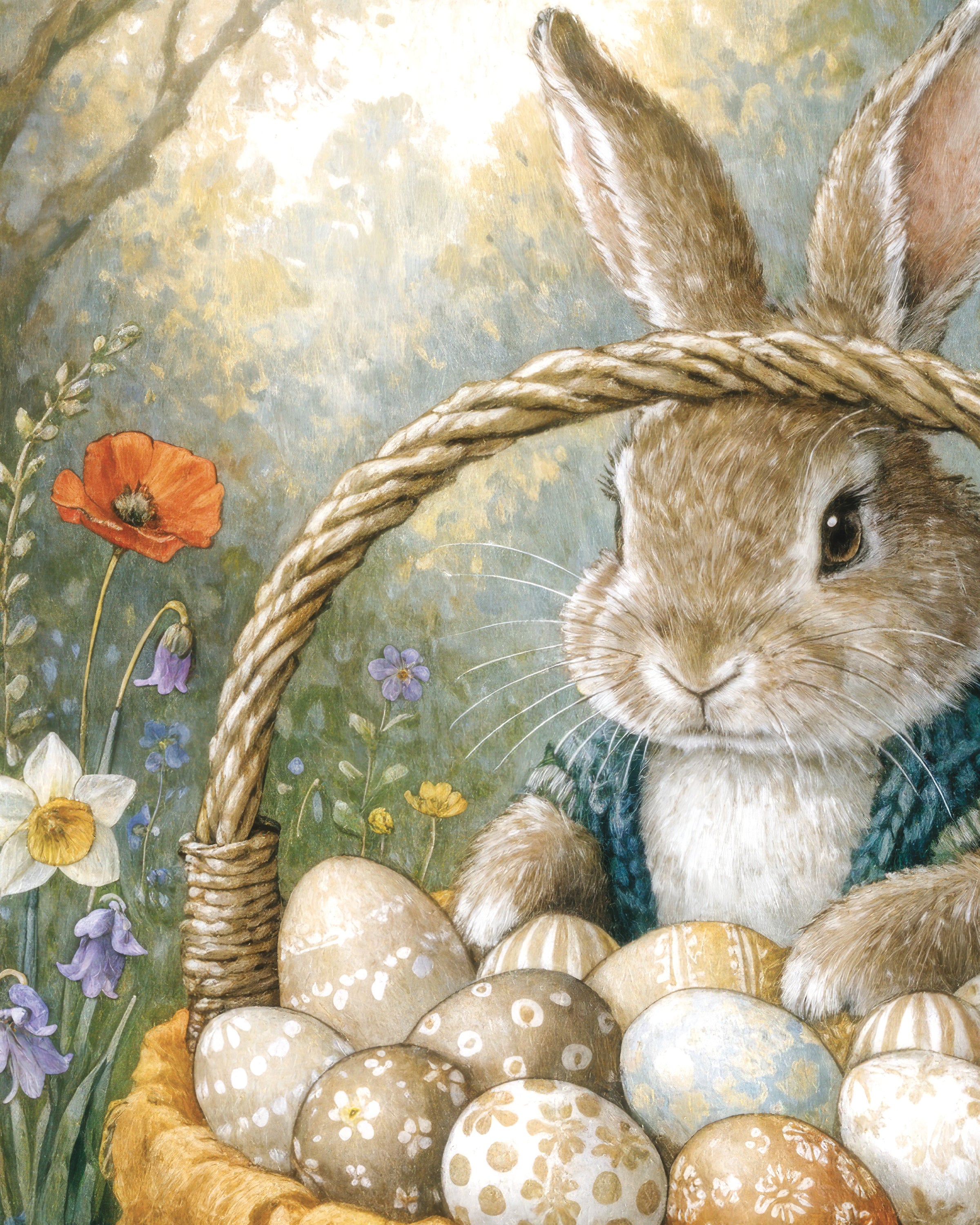 Paashaasmand met beschilderde eieren poster