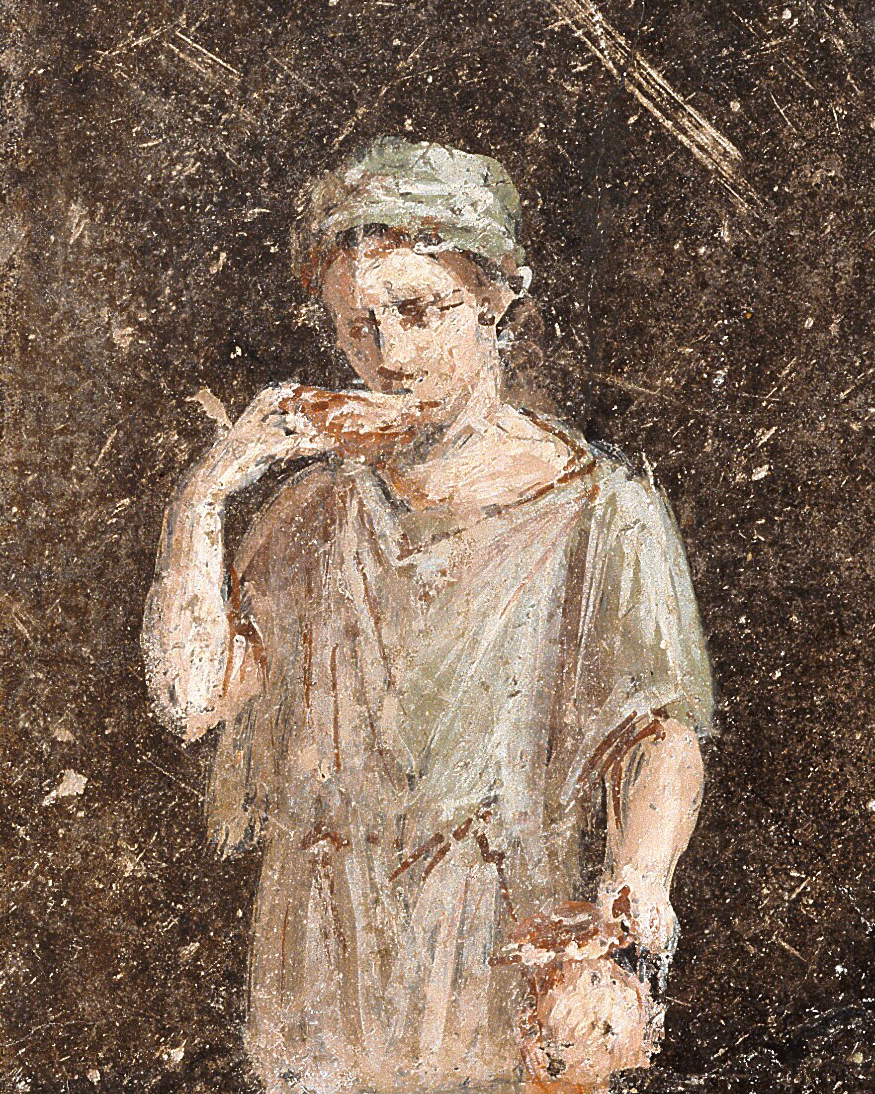 Romeins Fresco Fragment Vrouw op Balkon - Muurdecoratie Tweede Stijl Poster