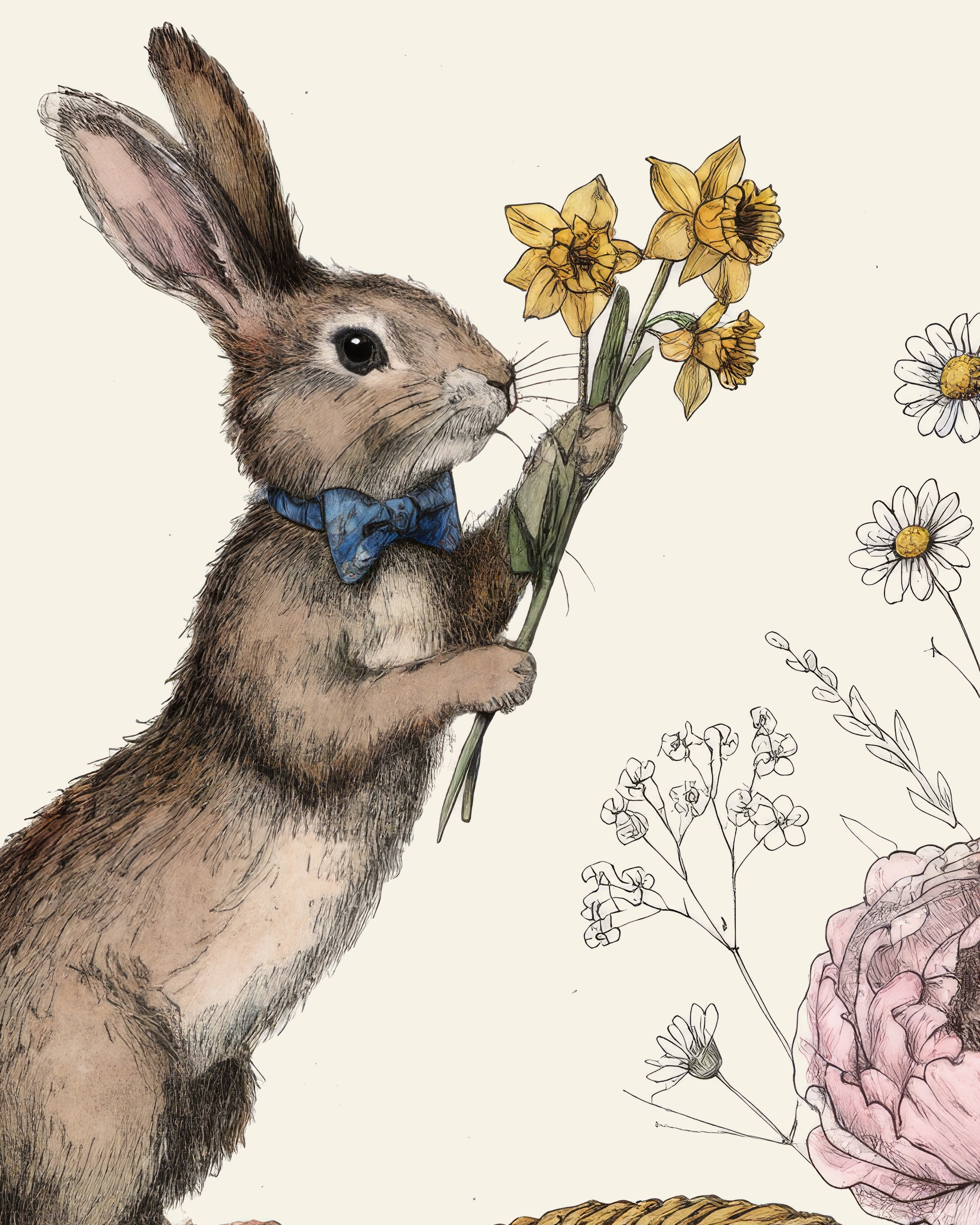 Vlinderdasje Konijn met Paasmand Poster