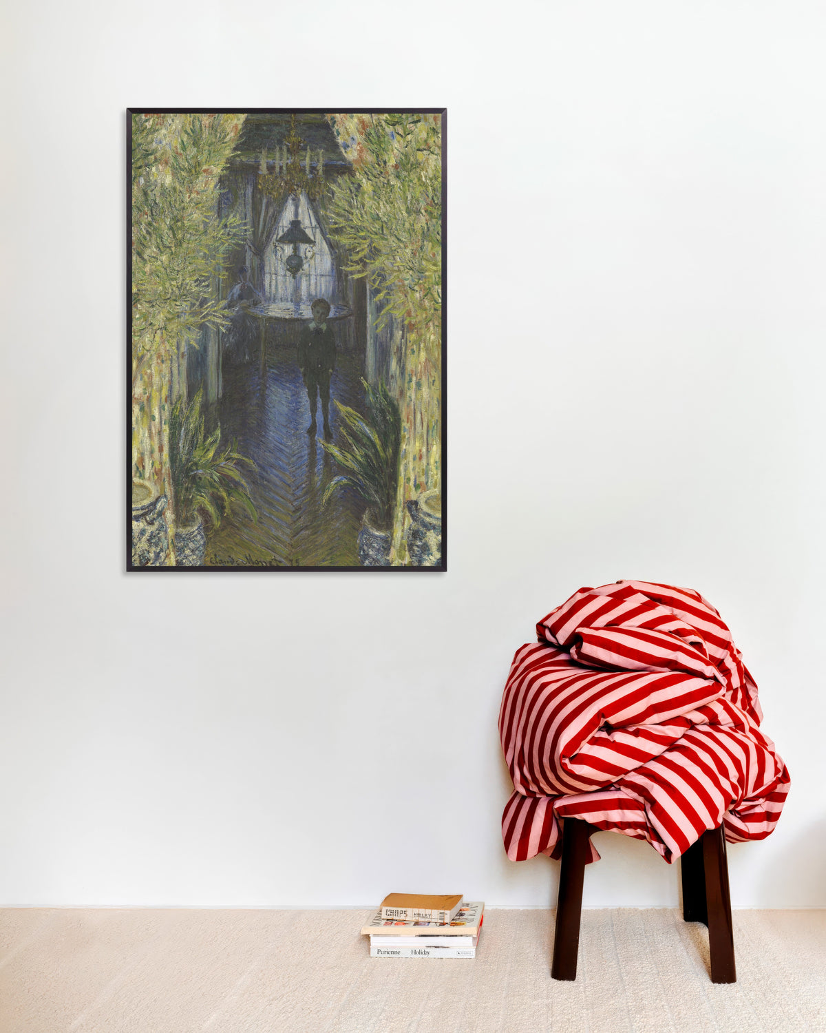 Poster Een hoek van het appartement (1875) van Claude Monet met metalen lijst