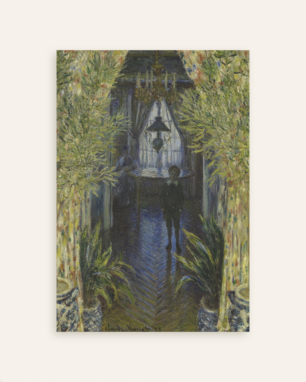Poster Een hoek van het appartement (1875) van Claude Monet, miniatuur